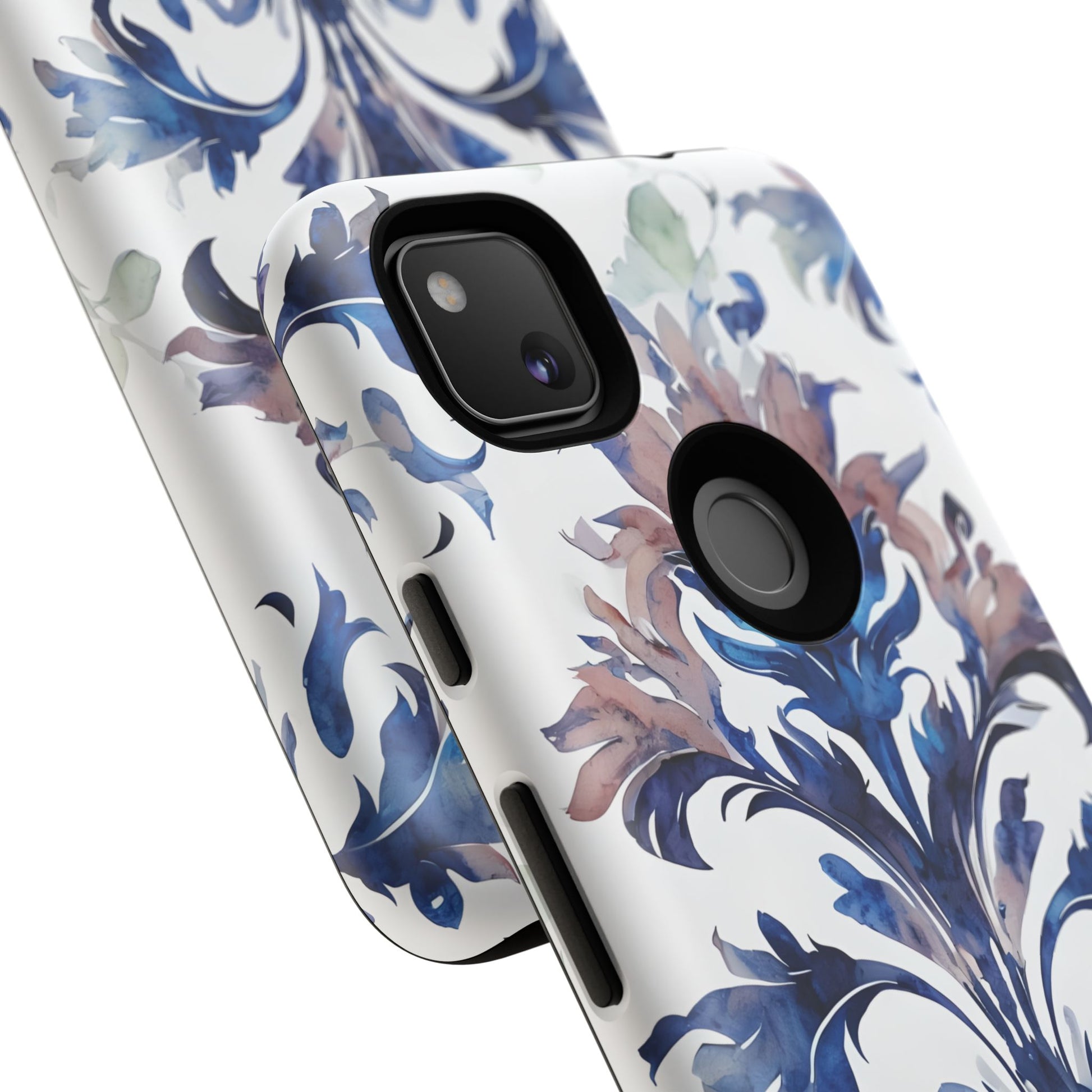 Delft Reverie - Elegant Blue & White Google Pixel 4a Tough Phone Case - Dutch Delftware-Inspired Floral Design
