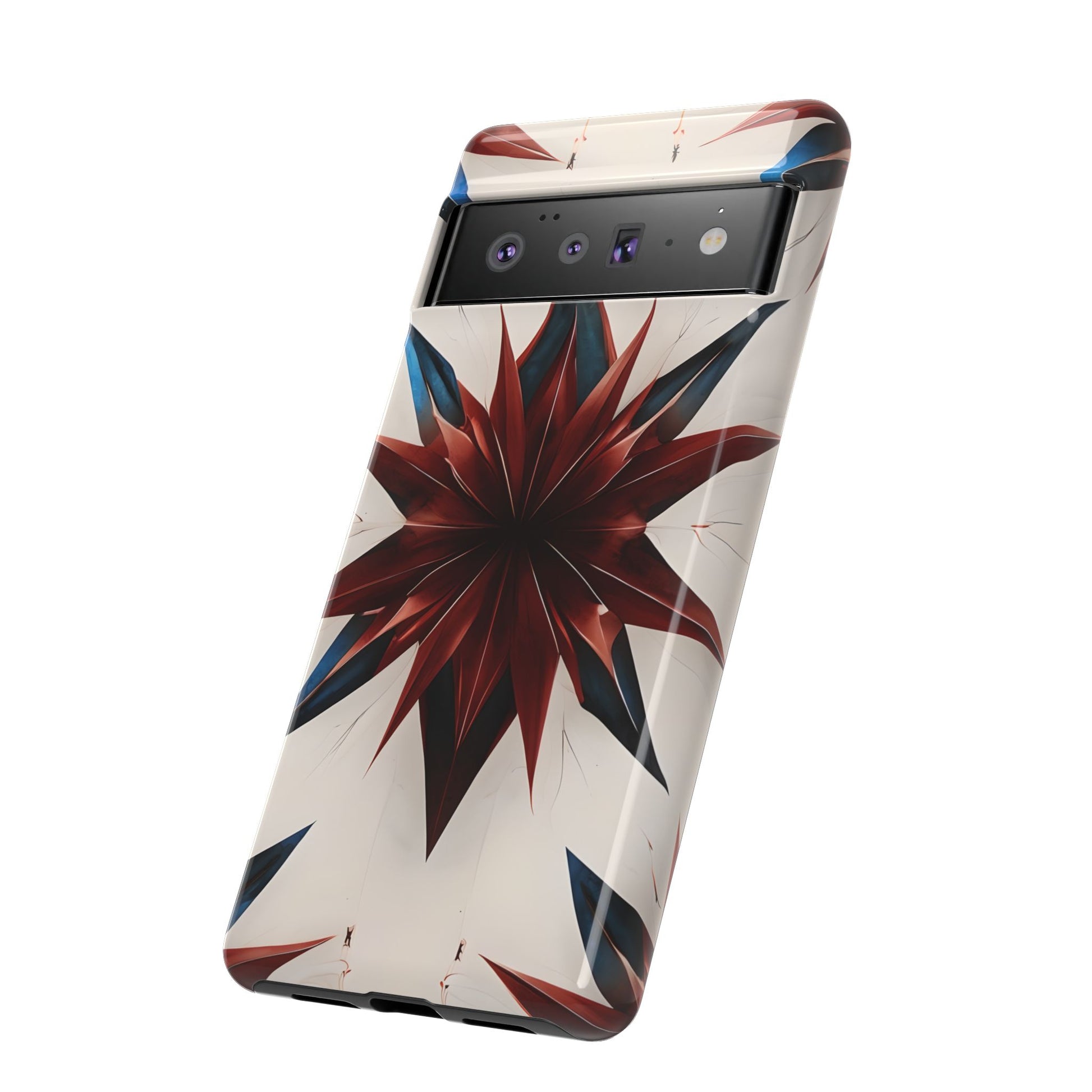 Garnet Starburst - Kaleidoscope Collection Gemstone Floral - Google Pixel 6 Pro Tough Phone Case - Floral Burst Design
