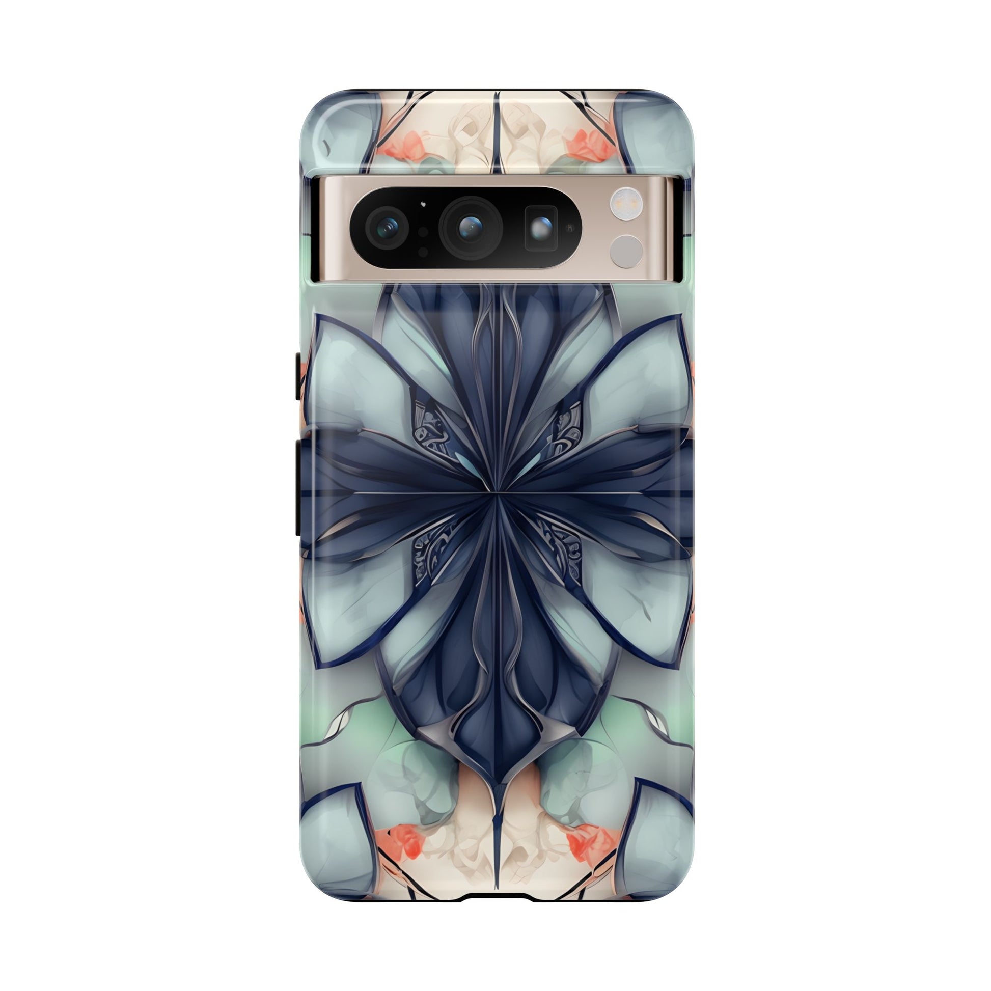 Midnight Mosaic blue geometric floral mosaic design Google Pixel phone case