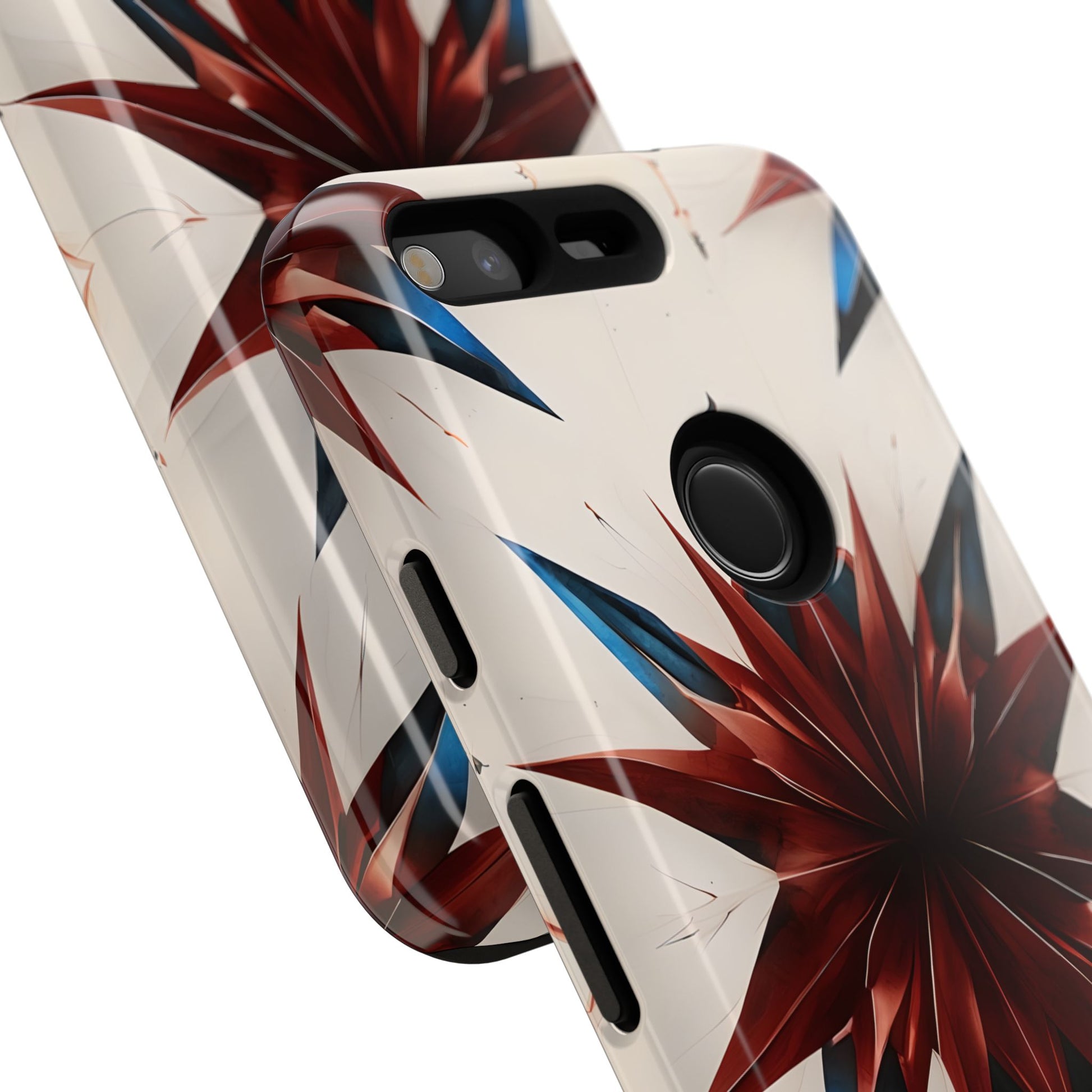 Garnet Starburst - Kaleidoscope Collection Gemstone Floral - Google Pixel Tough Phone Case - Floral Burst Design