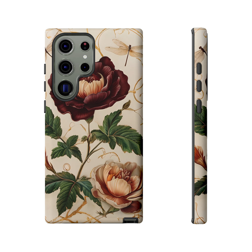 Vintage Burgundy Rose - Elegant Floral Samsung Galaxy S23 Ultra Phone Case - Classic Painterly Rose Design