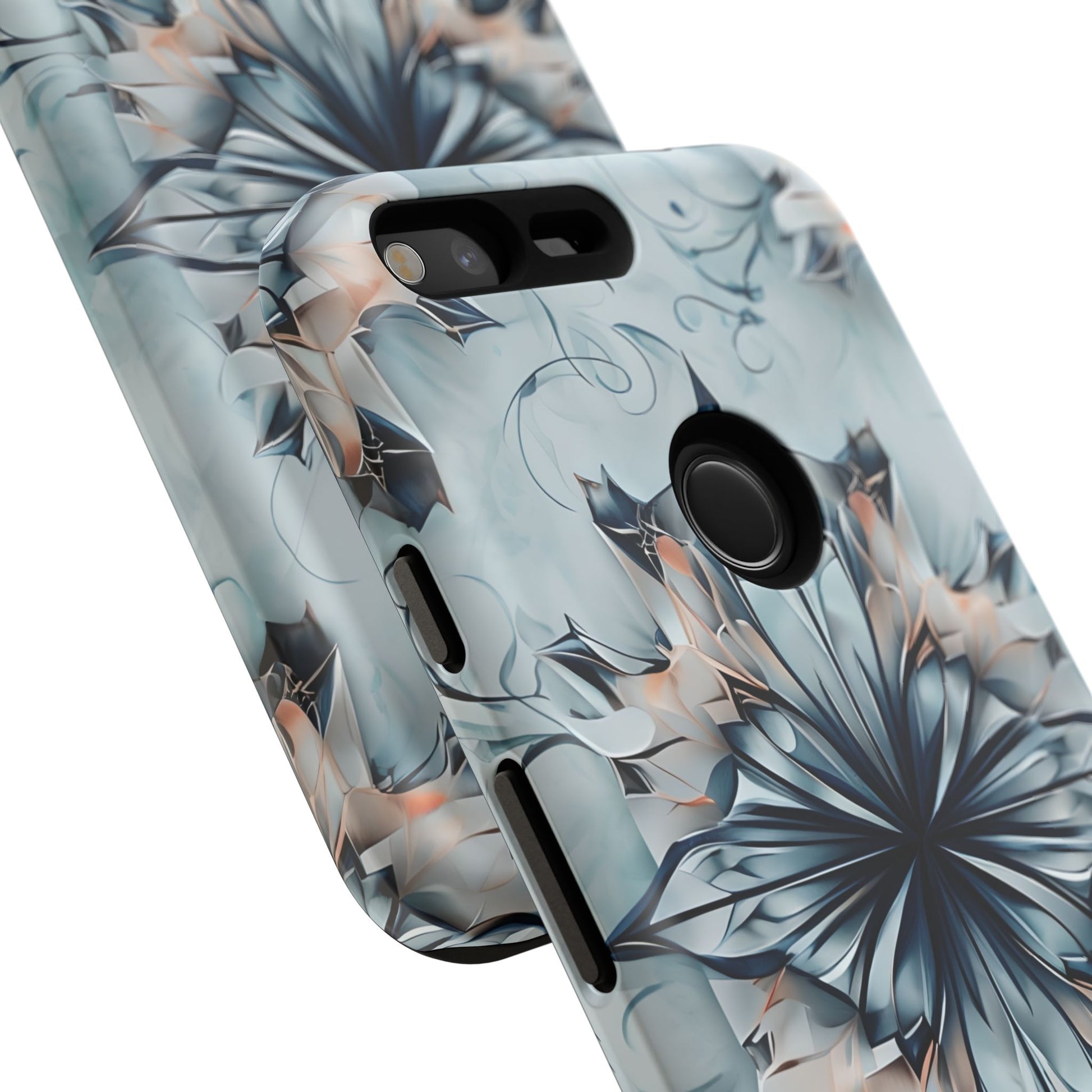 Indigo Mirage - Artistic Kaleidoscope Collection Artistic Floral - Google Pixel XL Tough Phone Case - Bold Indigo Symmetrical Design