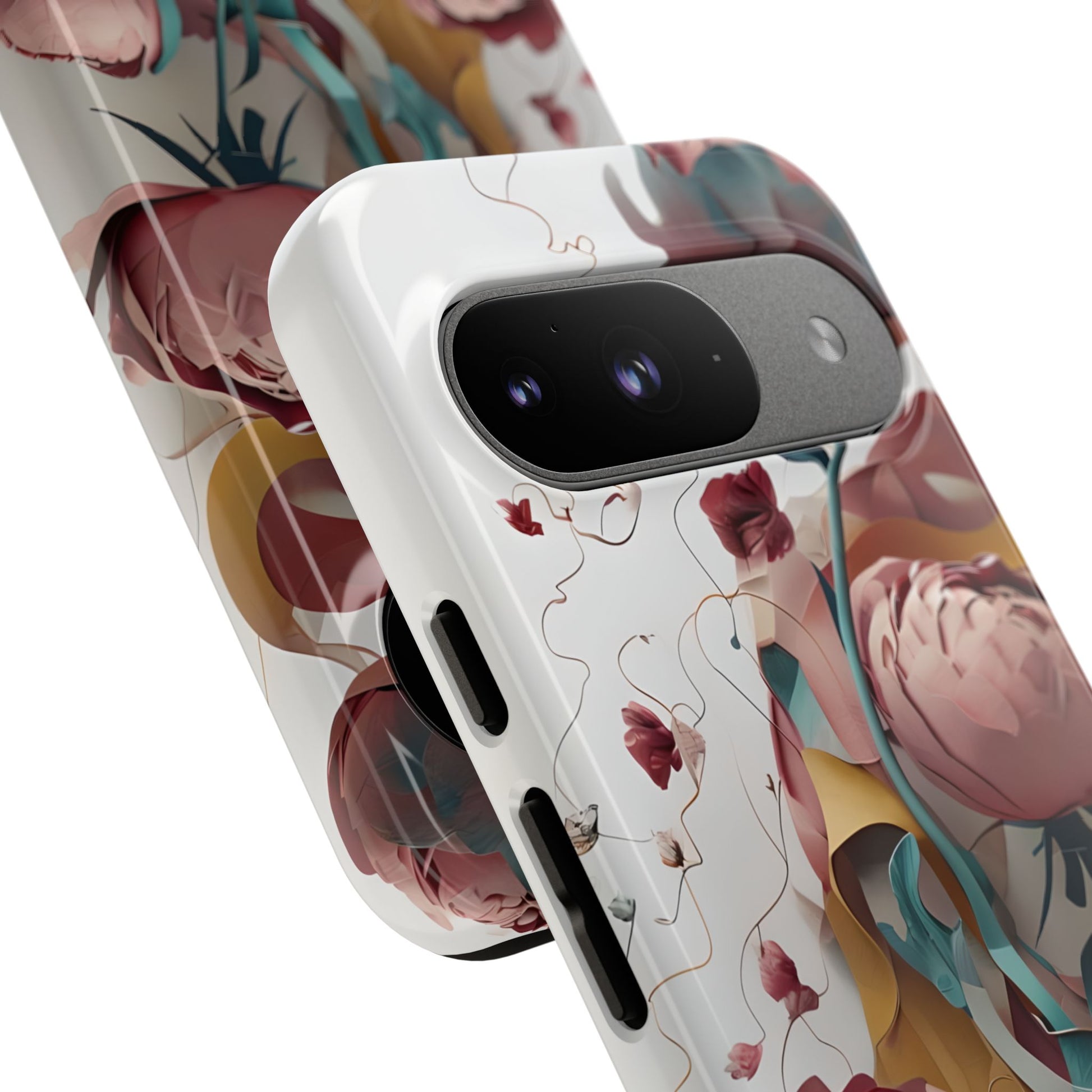 Blushing Peony Veil - Elegant Painterly Floral Google Pixel 9 Tough Phone Case - Soft Blush & Teal Peony Design