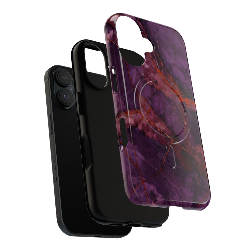 Amethyst Current - Kaleidoscope Collection Artistic Floral Burst - iPhone 16 MagSafe Phone Case - Bold Purple Symmetrical Design