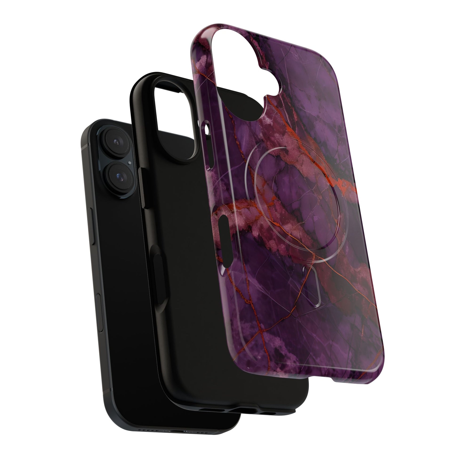 Amethyst Current - Kaleidoscope Collection Artistic Floral Burst - iPhone 16 MagSafe Phone Case - Bold Purple Symmetrical Design