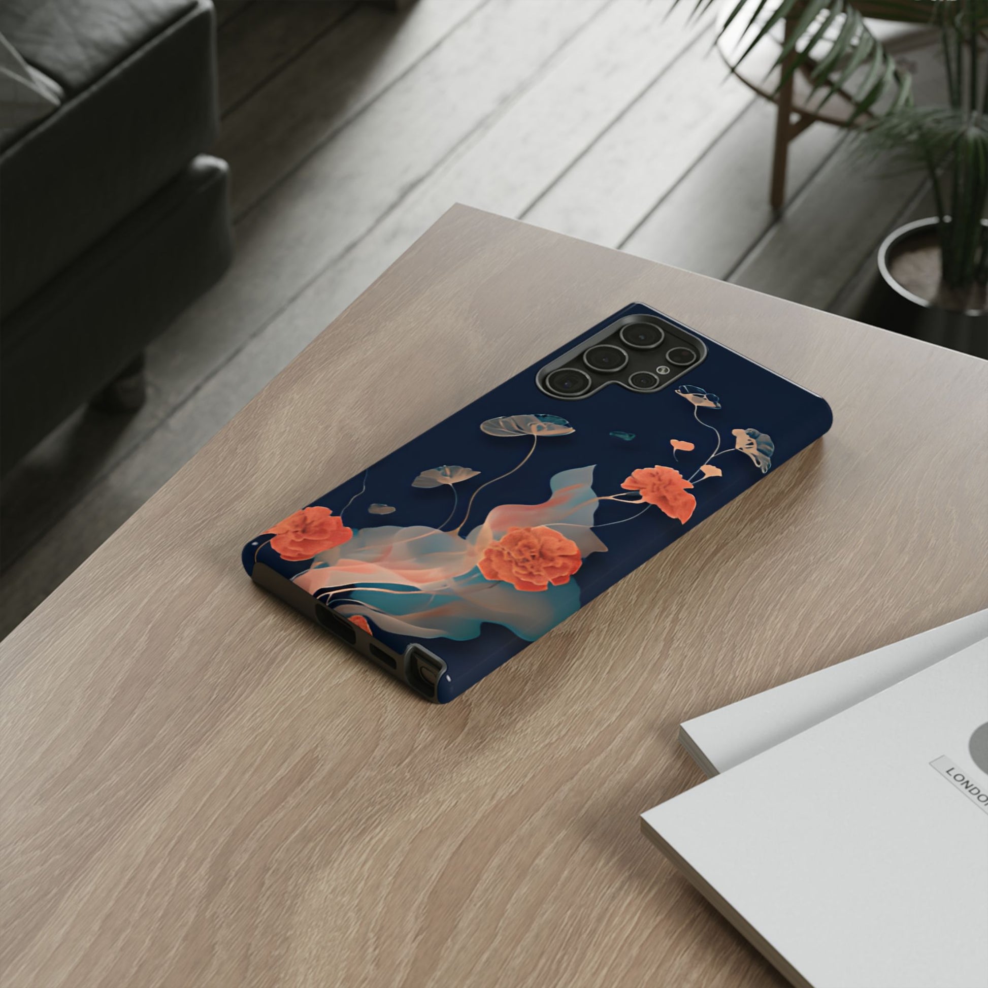 Lotus Reverie - Elegant Artistic Floral Samsung Galaxy S22 Ultra Tough Phone Case - Painterly Lotus Blossom Design