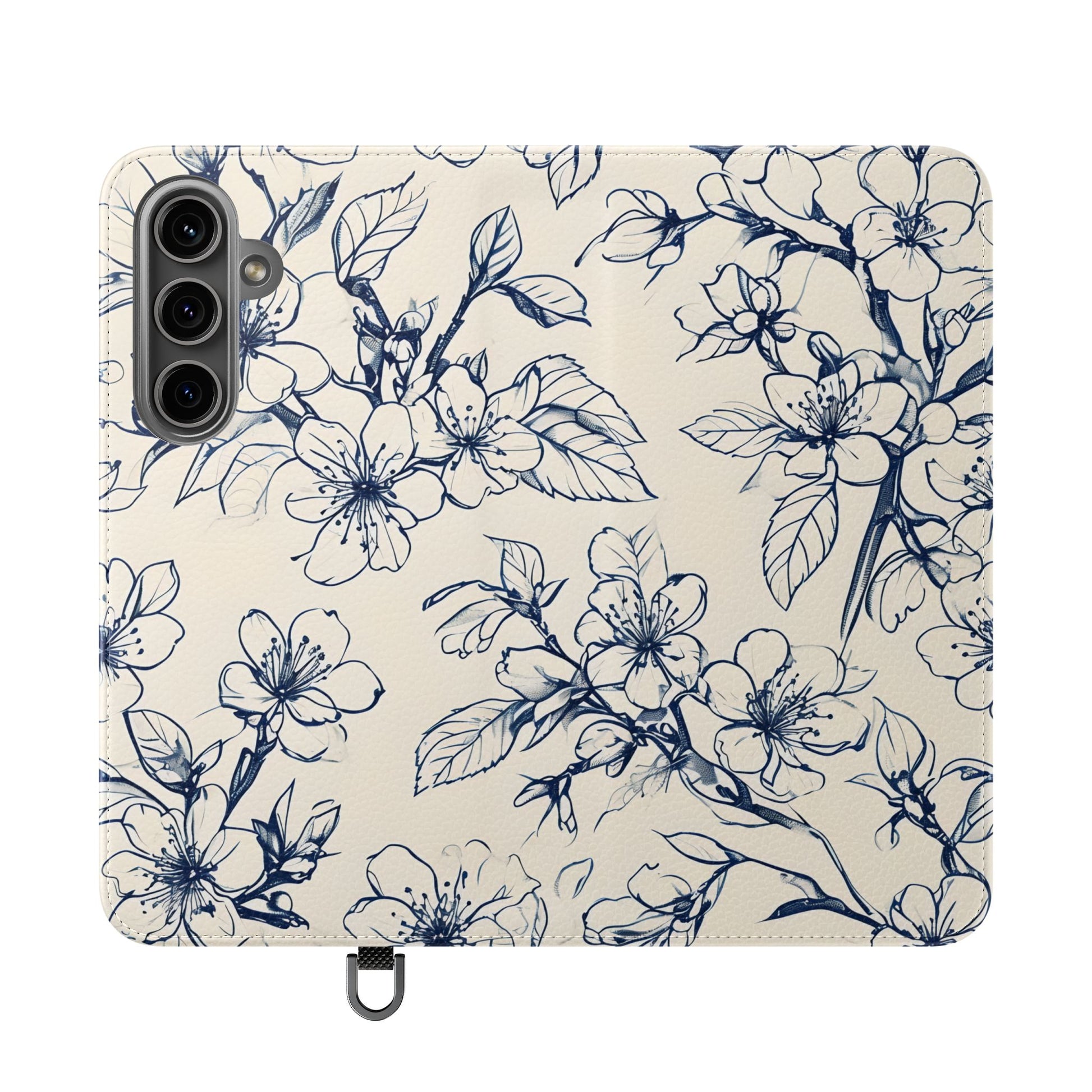 Blossom Sketch - Minimalist Floral Flip Phone Case for Samsung Galaxy S24 Plus