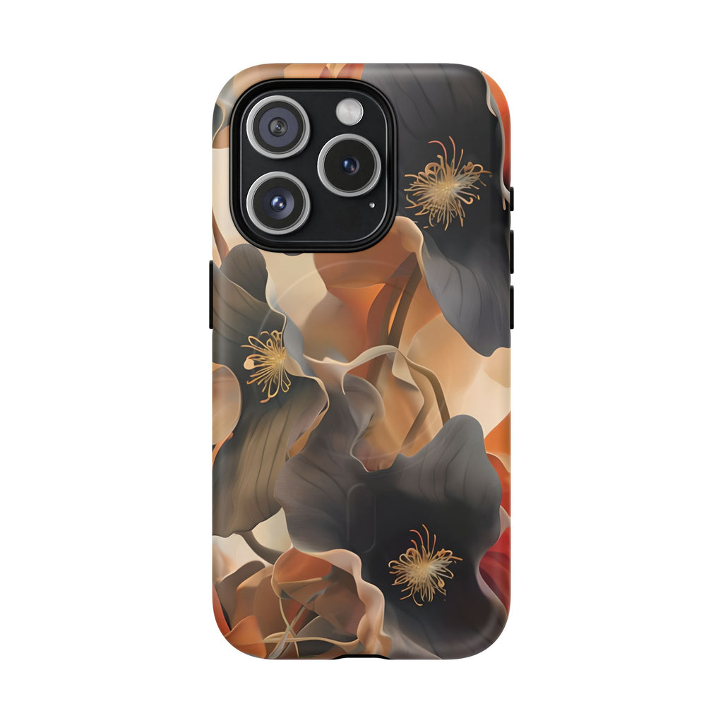 Autumn Ember - Moody Floral Art iPhone 15 Pro MagSafe Phone Case -Warm Earthy Botanical Design