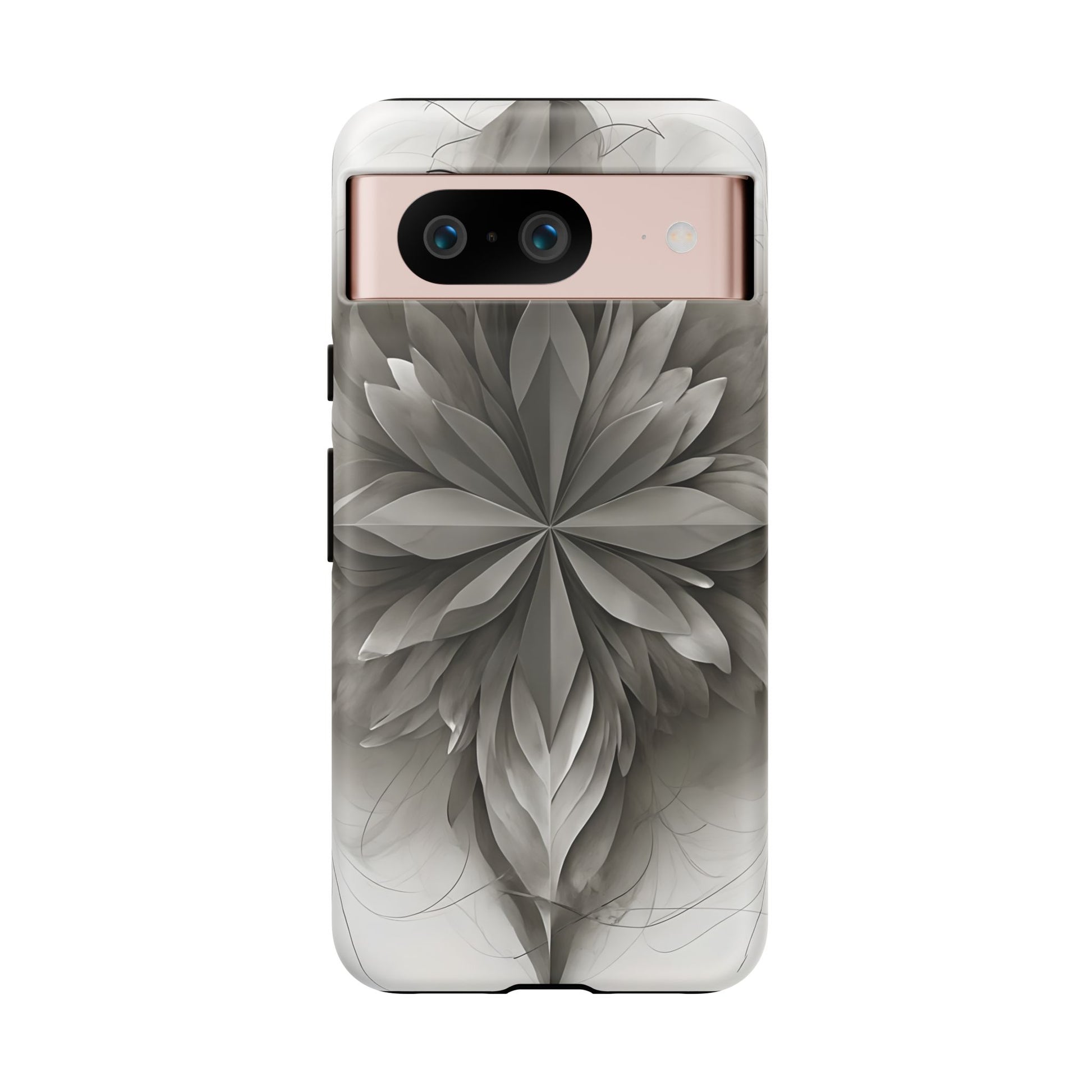 Silver Lotus - Elegant Monochrome Floral Google Pixel 8 Tough Phone Case - Modern Lotus Design