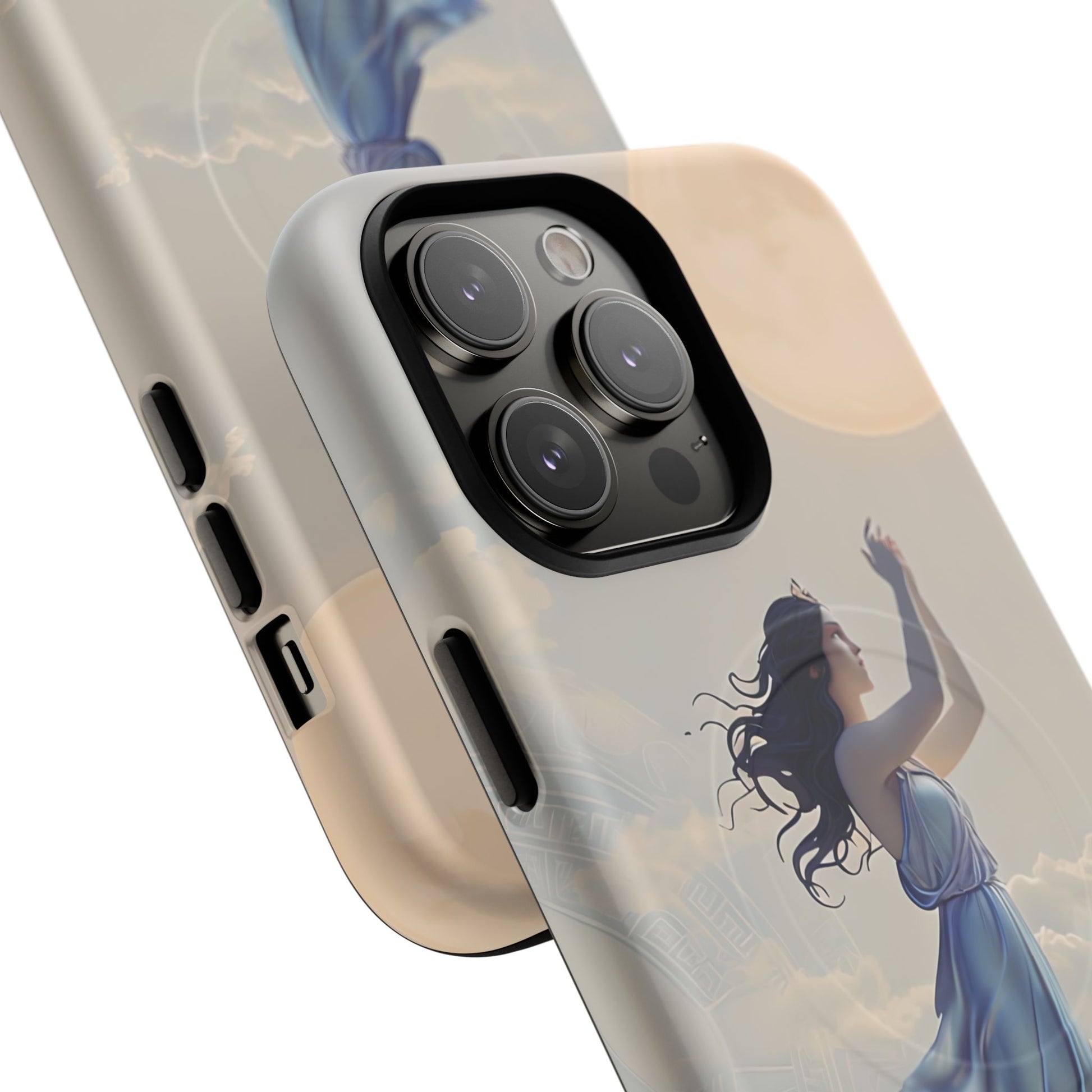 Moonlit Ascend - Ethereal Celestial Art iPhone 14 Pro Max MagSafe Phone Case -Dreamy Night Sky & Floating Woman Design