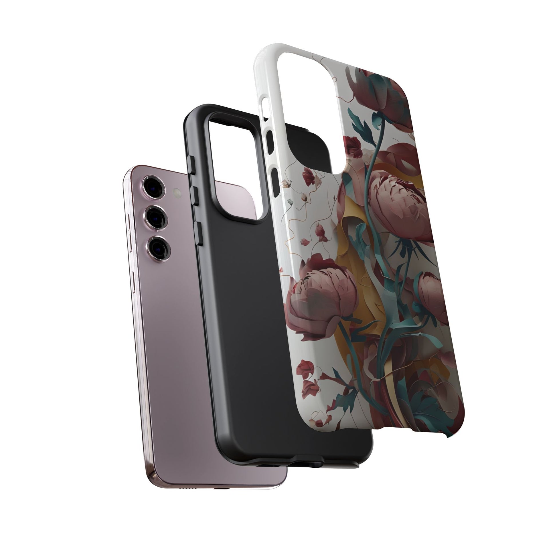 Blushing Peony Veil - Elegant Painterly Floral Samsung Galaxy S23 Plus Tough Phone Case - Soft Blush & Teal Peony Design