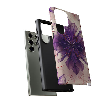 Violet Reverie abstract violet floral tough Samsung Galaxy phone case with dual layer protection, side and back view