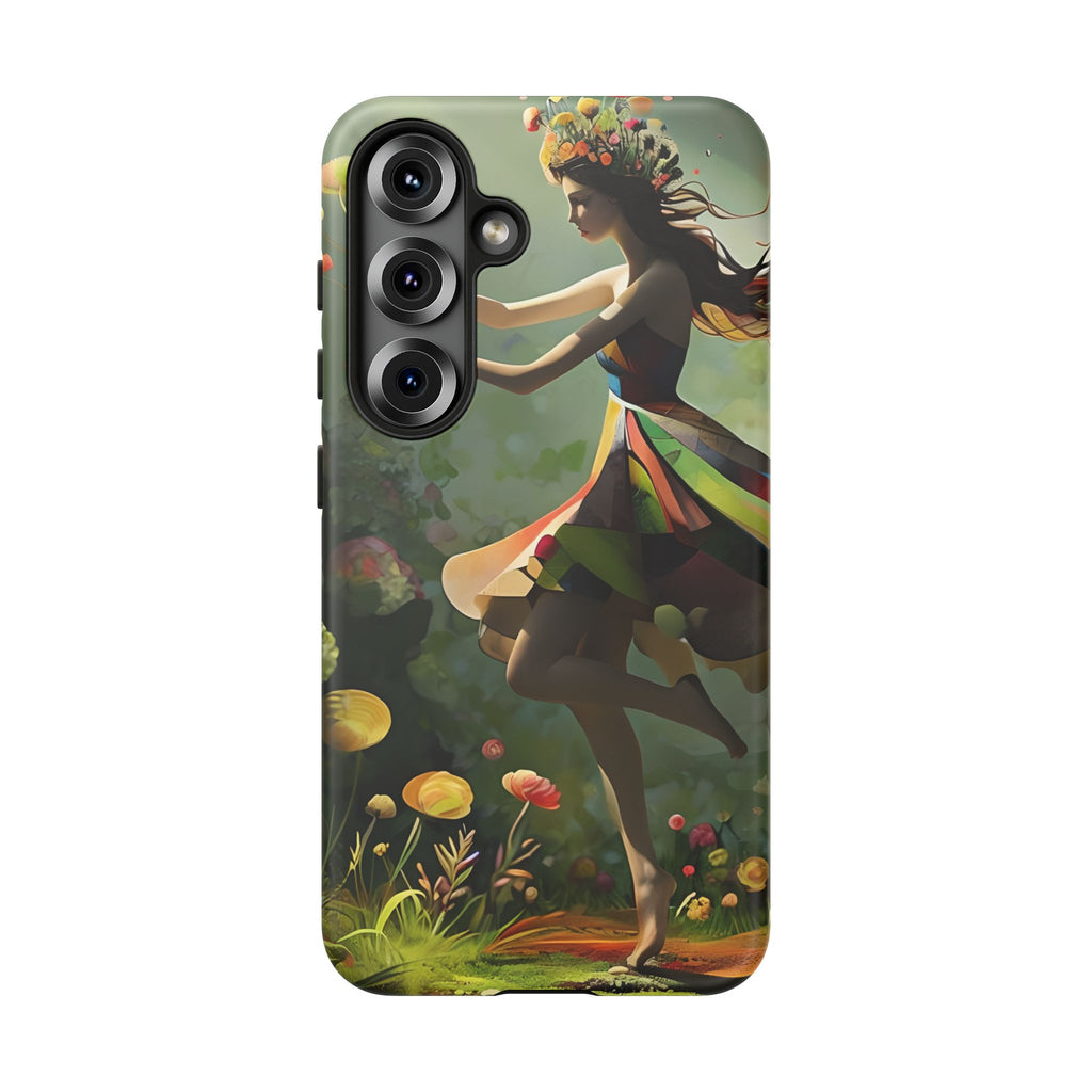 Dancing Wildflower Muse Samsung Galaxy S25 Tough Case - Artistic Floral Fantasy Cover - Whimsical Nature-Inspired Protective Accessory