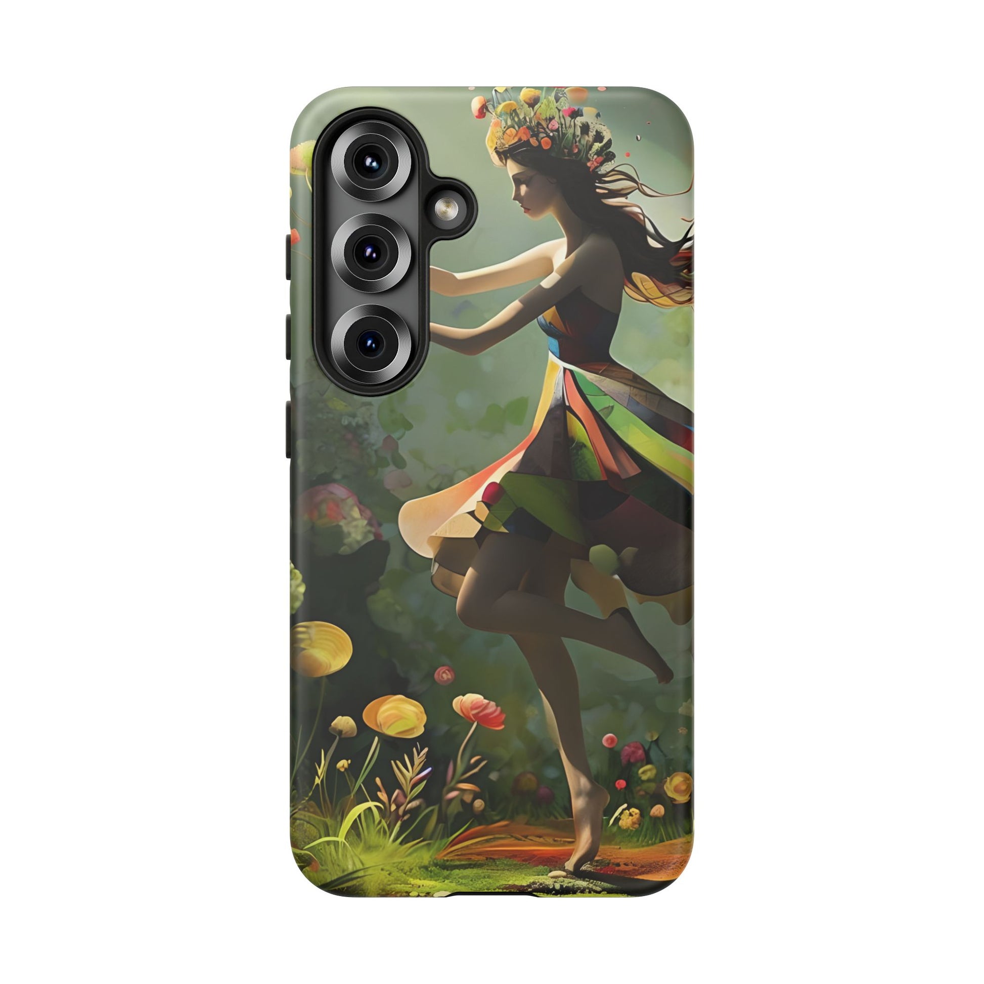 Dancing Wildflower Muse Samsung Galaxy S25 Tough Case - Artistic Floral Fantasy Cover - Whimsical Nature-Inspired Protective Accessory