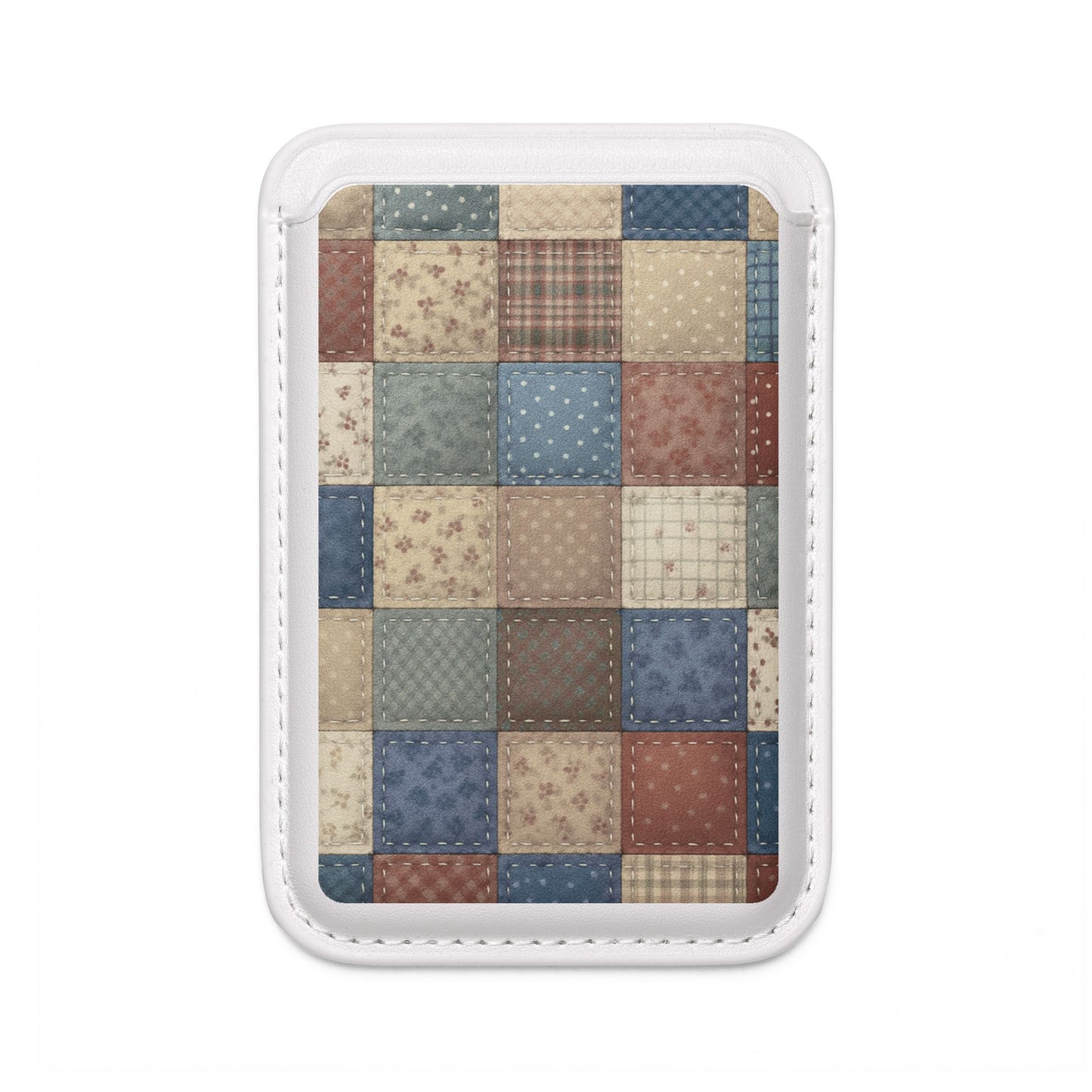 Heirloom Patchwork vintage quilt squares artwork MagSafe card holder on white magnetic wallet