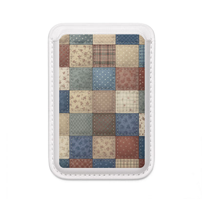 Heirloom Patchwork vintage quilt squares artwork MagSafe card holder on white magnetic wallet
