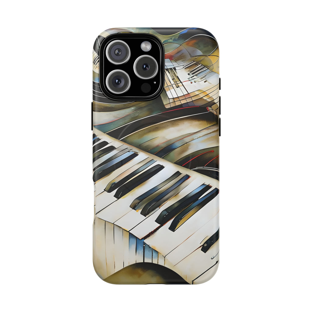 Ivory Cascade Abstract Keyboard Music iPhone 16 Pro Max MagSafe Case