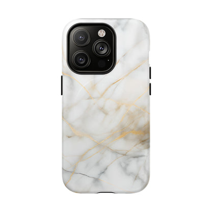 Golden Vein iPhone MagSafe Phone Case -White Neutral Marble Design
