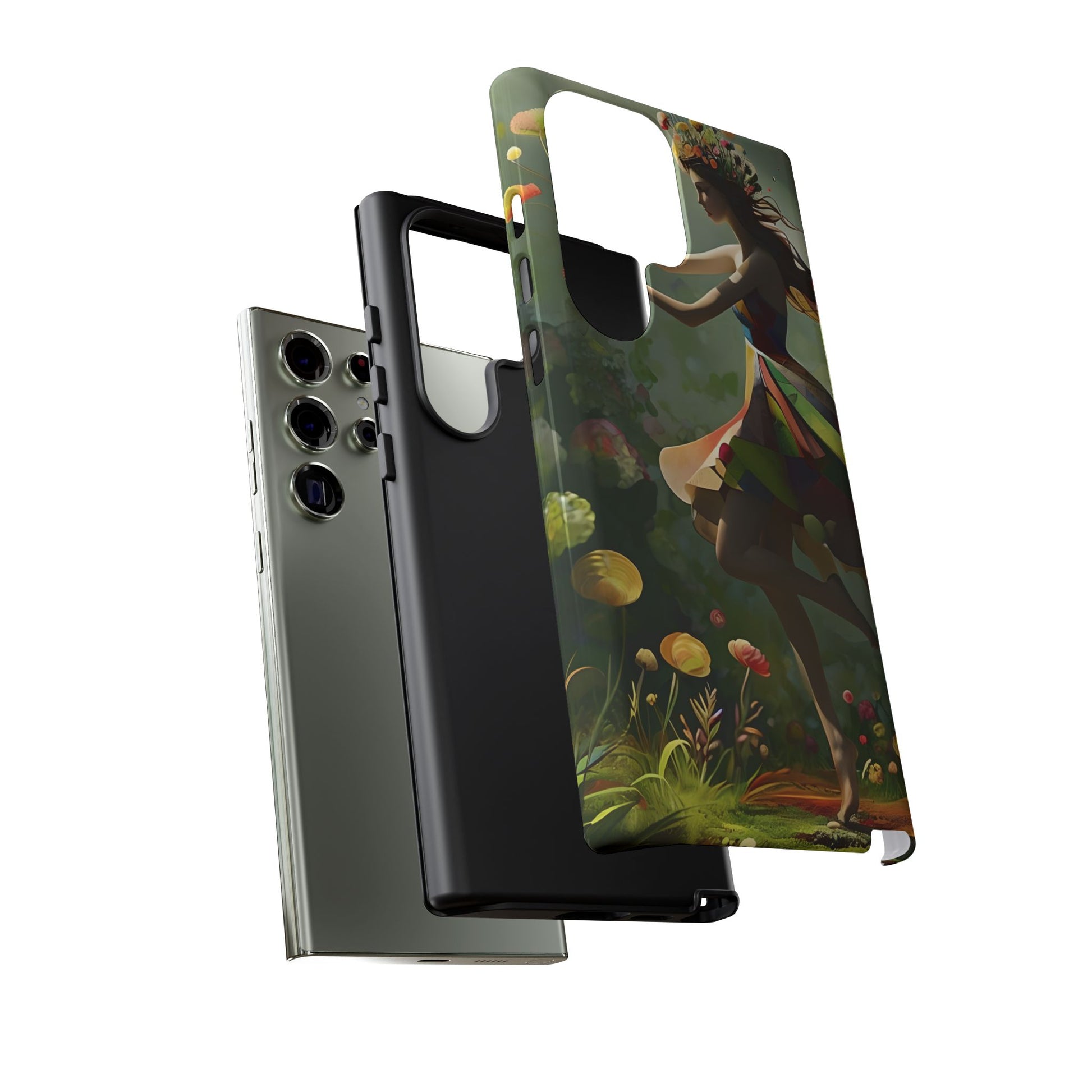 Dancing Wildflower Muse Samsung Galaxy S23 Ultra Tough Case - Artistic Floral Fantasy Cover - Whimsical Nature-Inspired Protective Accessory