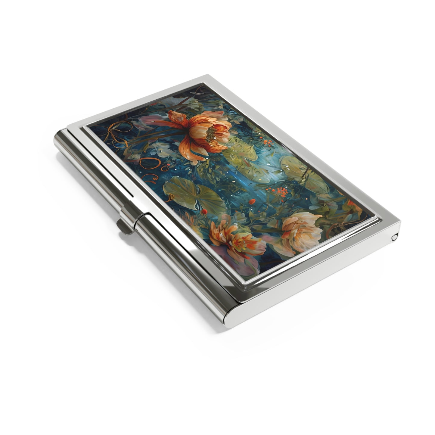 Waterlily Nocturne water lily pond design business card holder closed angled view