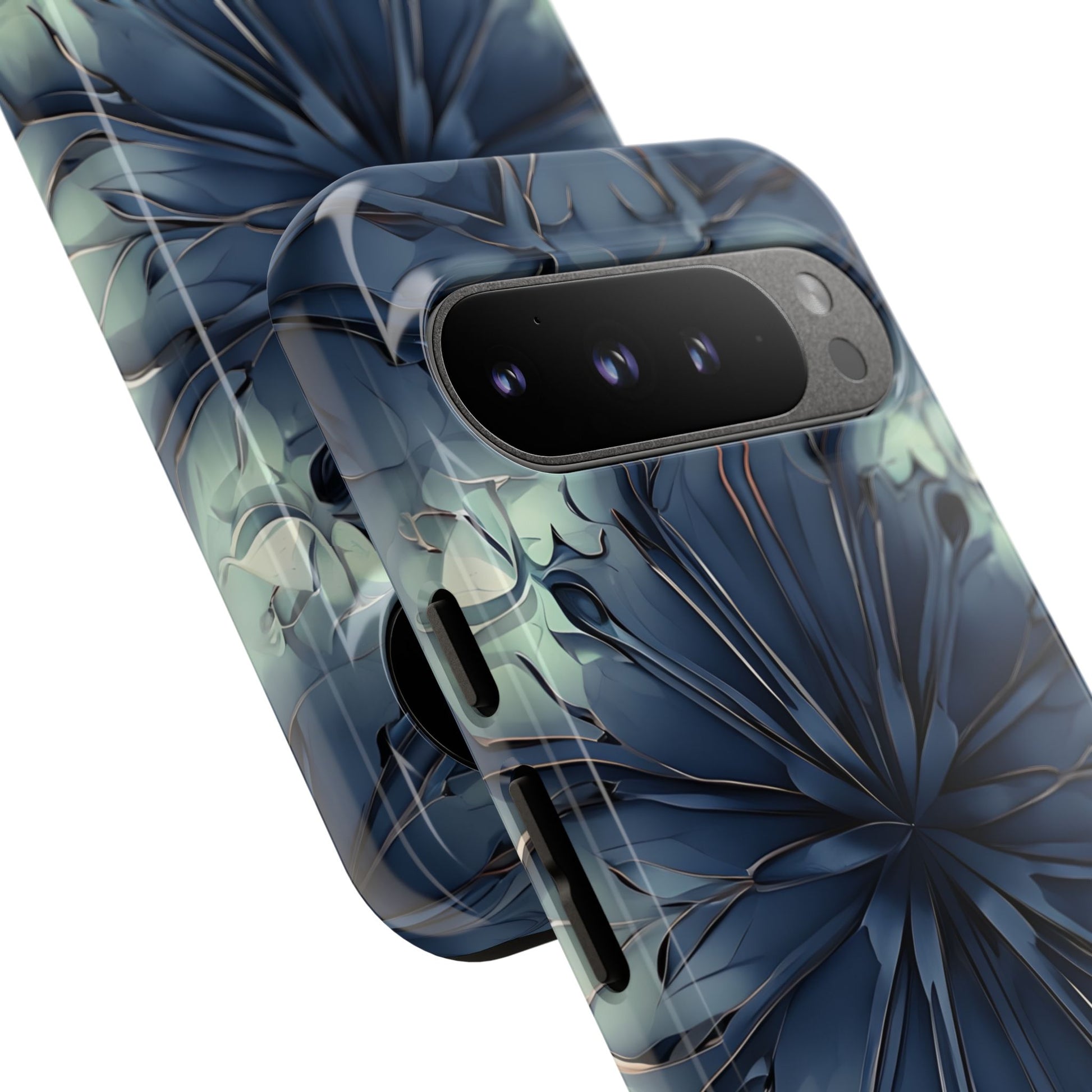 Indigo Mosaic - Artistic Kaleidoscope Collection Artistic Floral - Google Pixel 9 Pro XL Tough Phone Case - Bold Blue Symmetrical Design