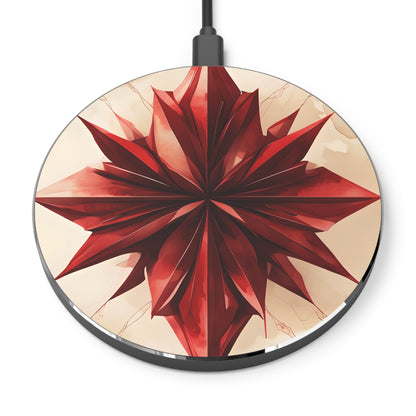 Ruby Compass red geometric star decorative Qi wireless charger with ruby compass rose design