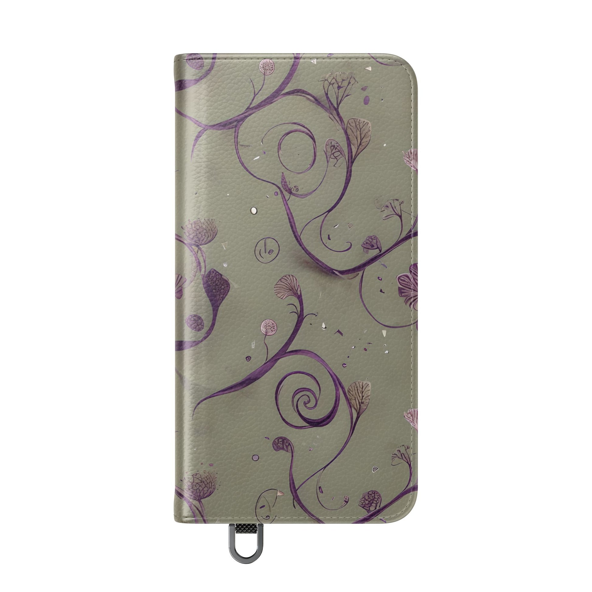 Twilight Thistle Bloom Wallet Phone Case - Elegant Purple Floral Vine Flip Cover for Samsung Galaxy S25