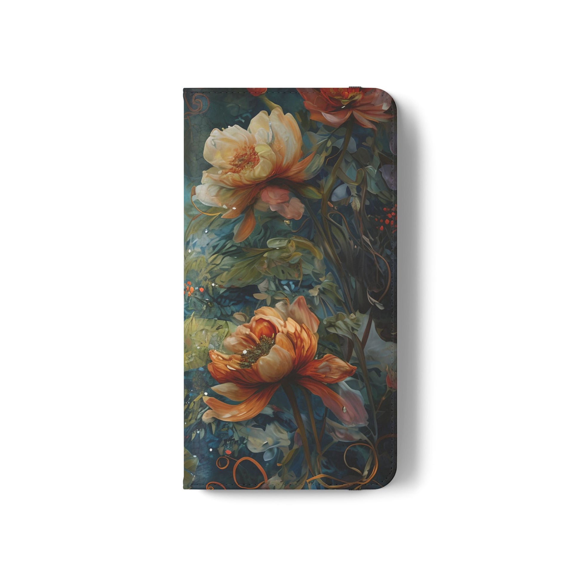 Waterlily Nocturne Samsung Galaxy S21 Wallet Case - Elegant Floral Flip Cover, Vintage Botanical Phone Folio