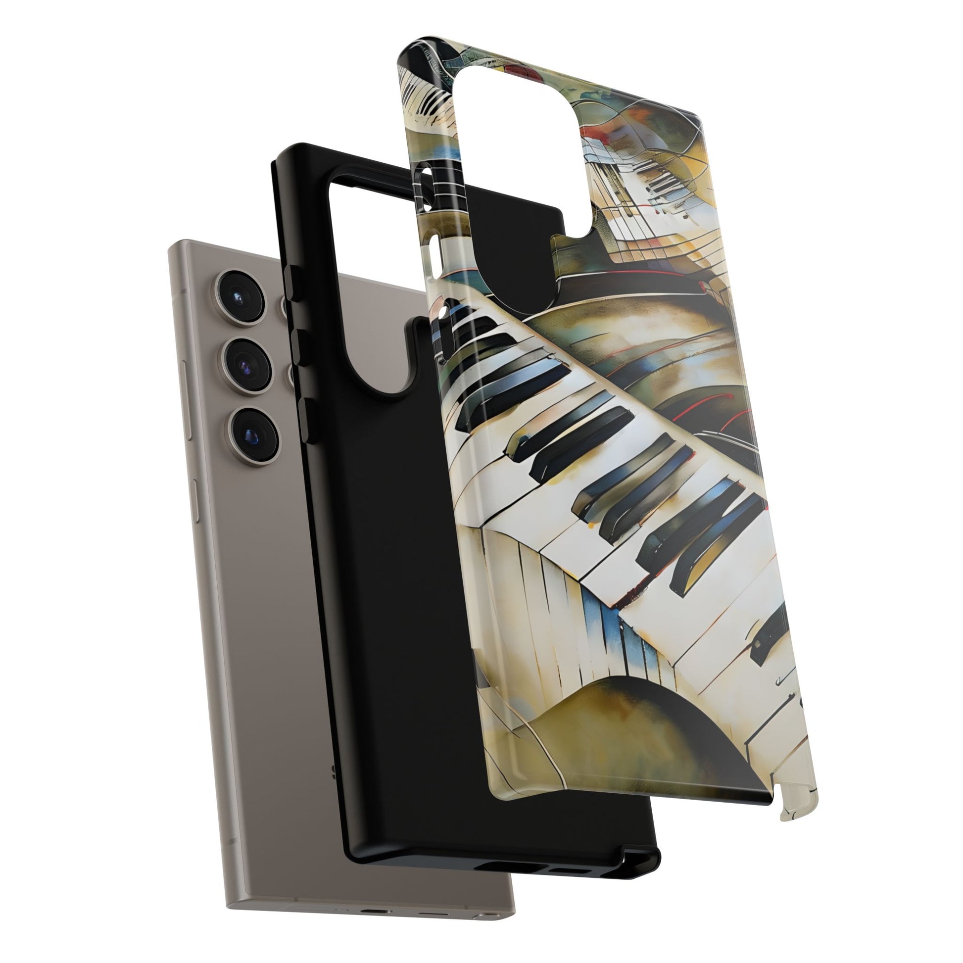 Ivory Cascade Abstract Keyboard Music Tough Case for Samsung Galaxy S24 Ultra - Shockproof Phone Cover