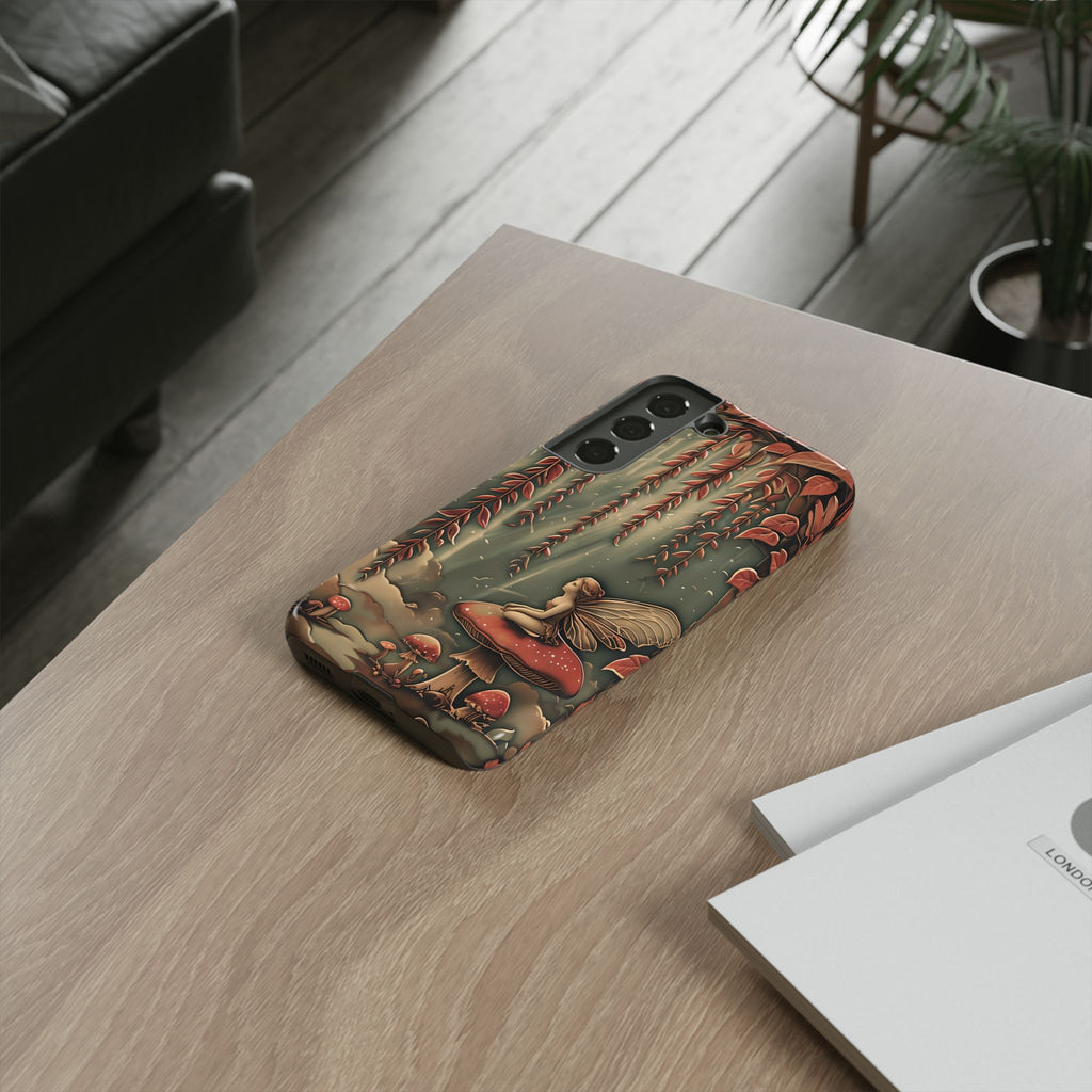Willow Whisper - Tranquil Nature Art Samsung Galaxy S22 Tough Phone Case - Serene Willow Tree & Meditative Figure Design