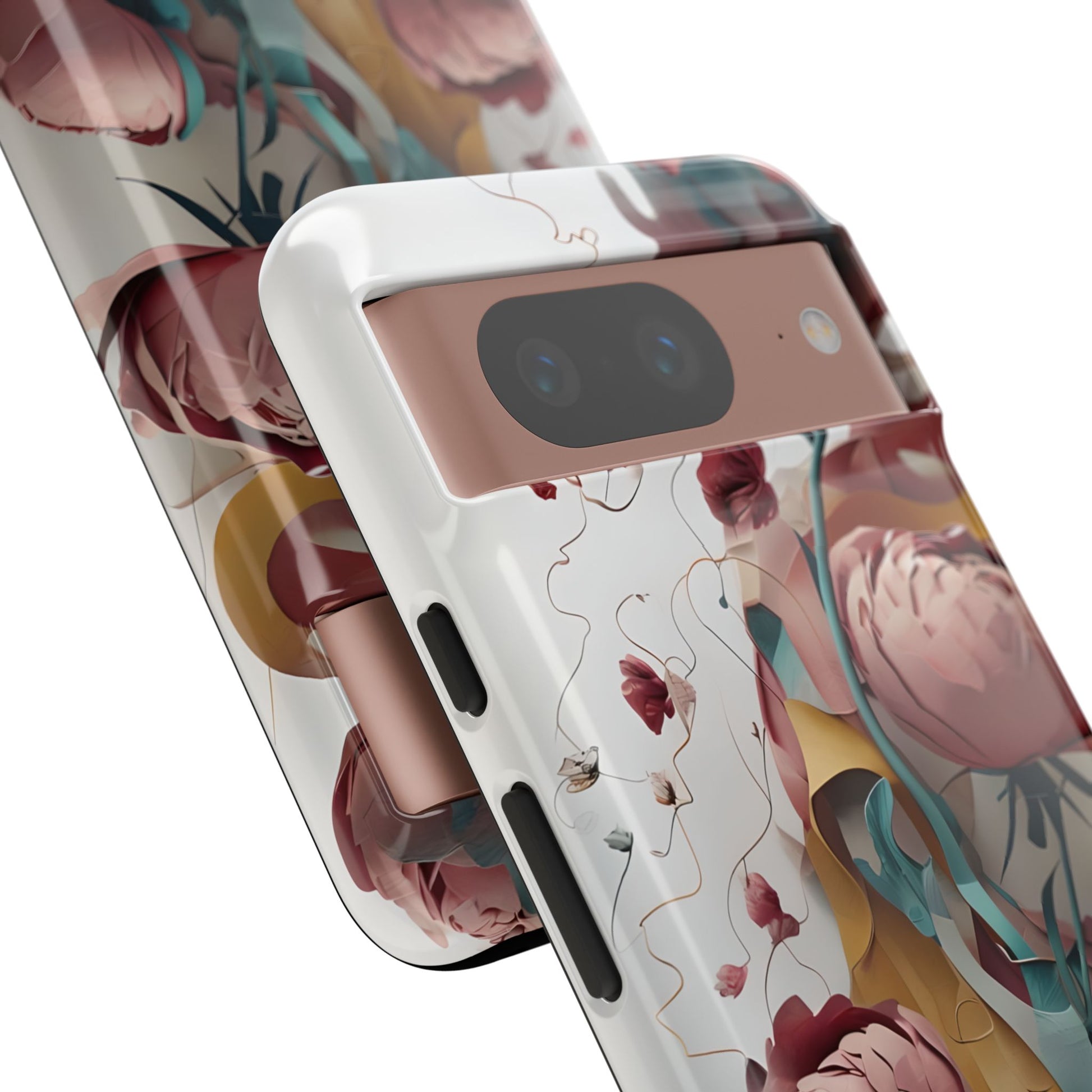 Blushing Peony Veil - Elegant Painterly Floral Google Pixel 8 Tough Phone Case - Soft Blush & Teal Peony Design