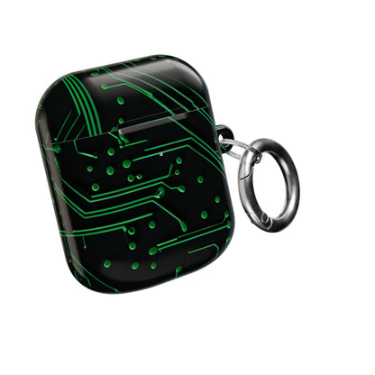 Green Circuit Grid AirPods Case