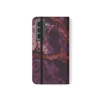 Amethyst Current Wallet Phone Case - Elegant Purple Marble Flip Cover for Samsung Galaxy