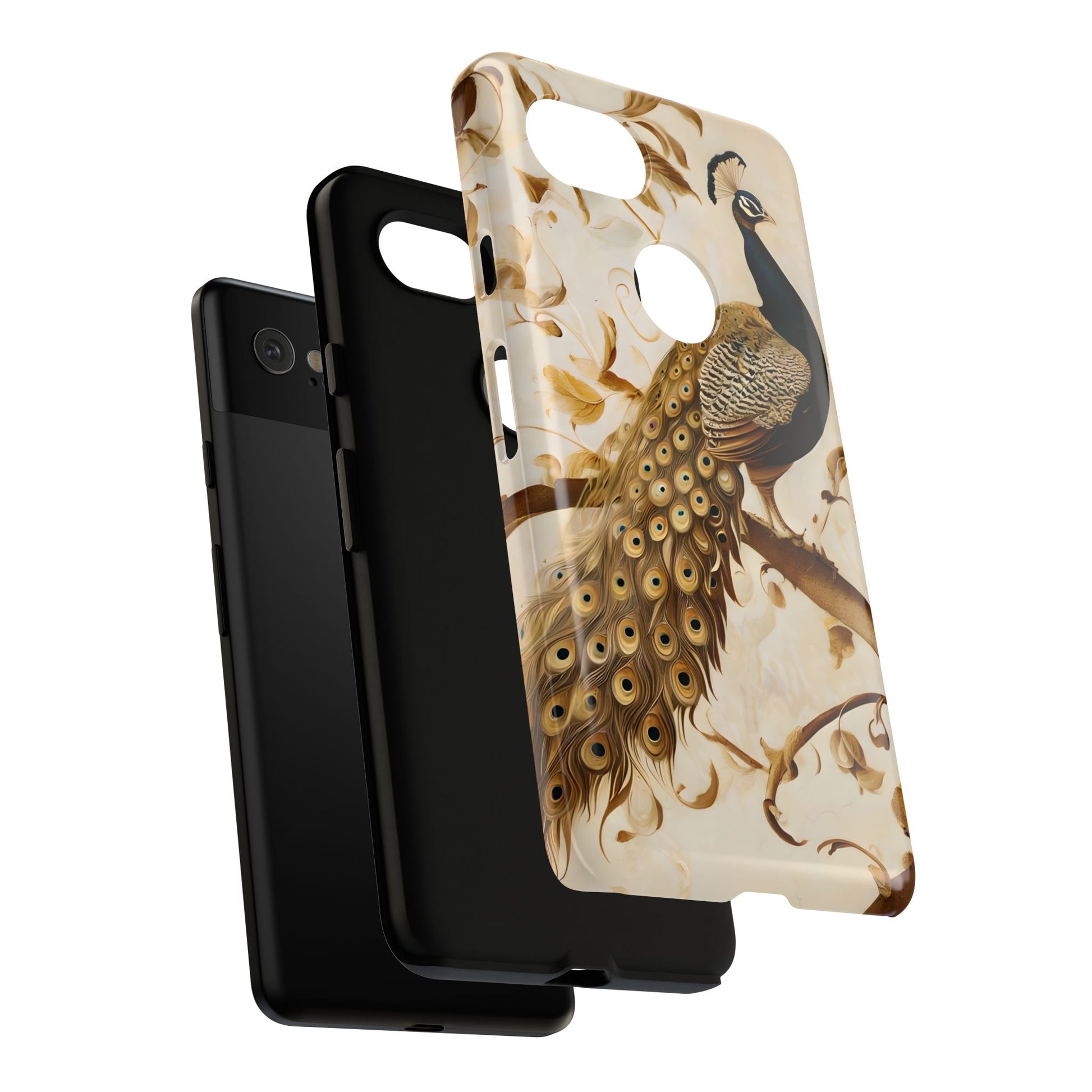 Golden Plumage - Luxe Peacock Art Google Pixel 2XL Phone Case - Elegant Gold & Cream Design
