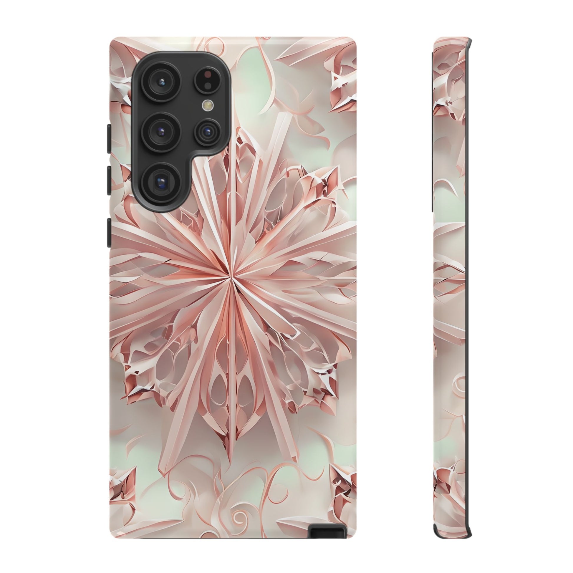 Blush Frost from our Kaleidoscope Collection - Samsung Galaxy S22 Ultra tough case - Soft Pink Geometric Floral Design