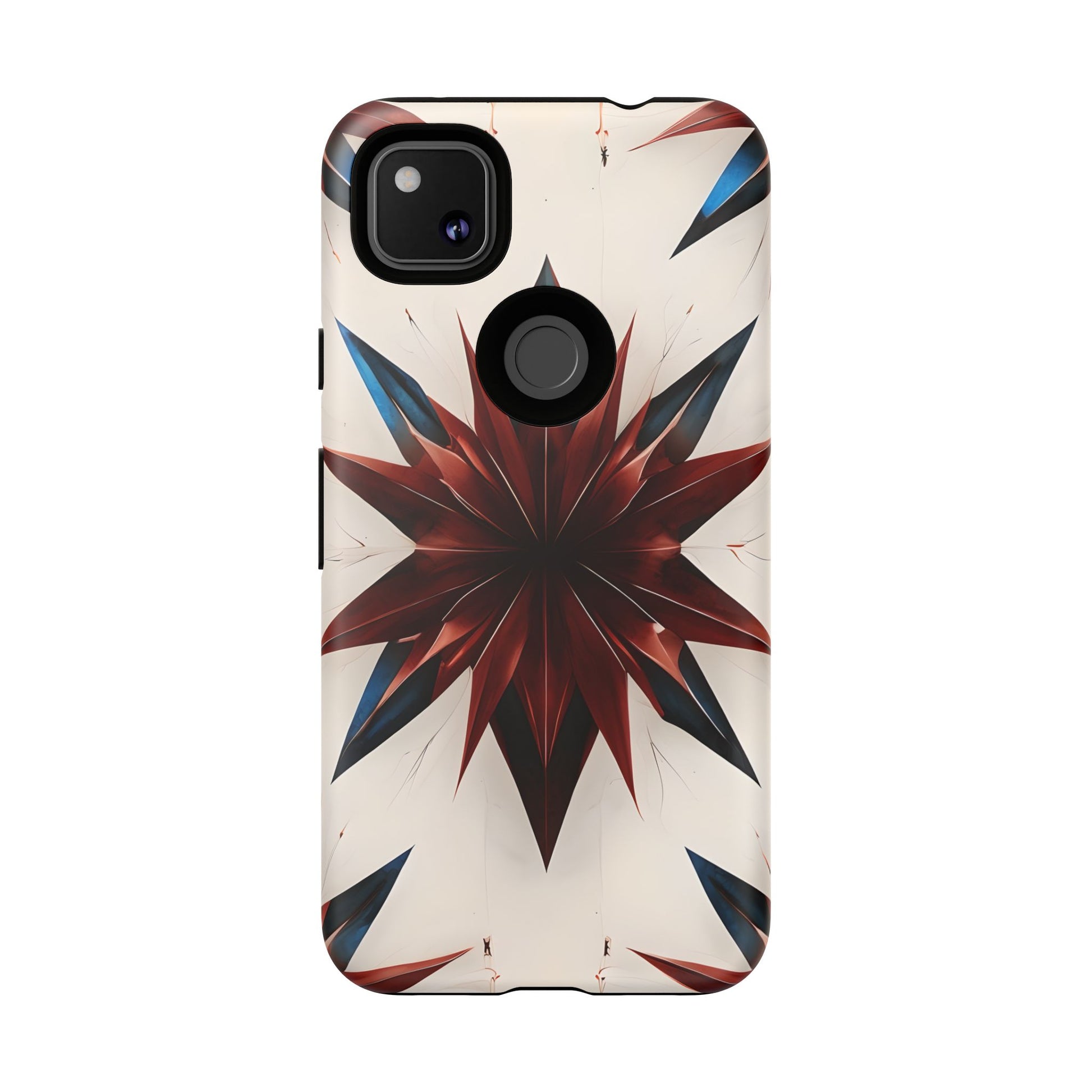 Garnet Starburst - Kaleidoscope Collection Gemstone Floral - Google Pixel 4a Tough Phone Case - Floral Burst Design