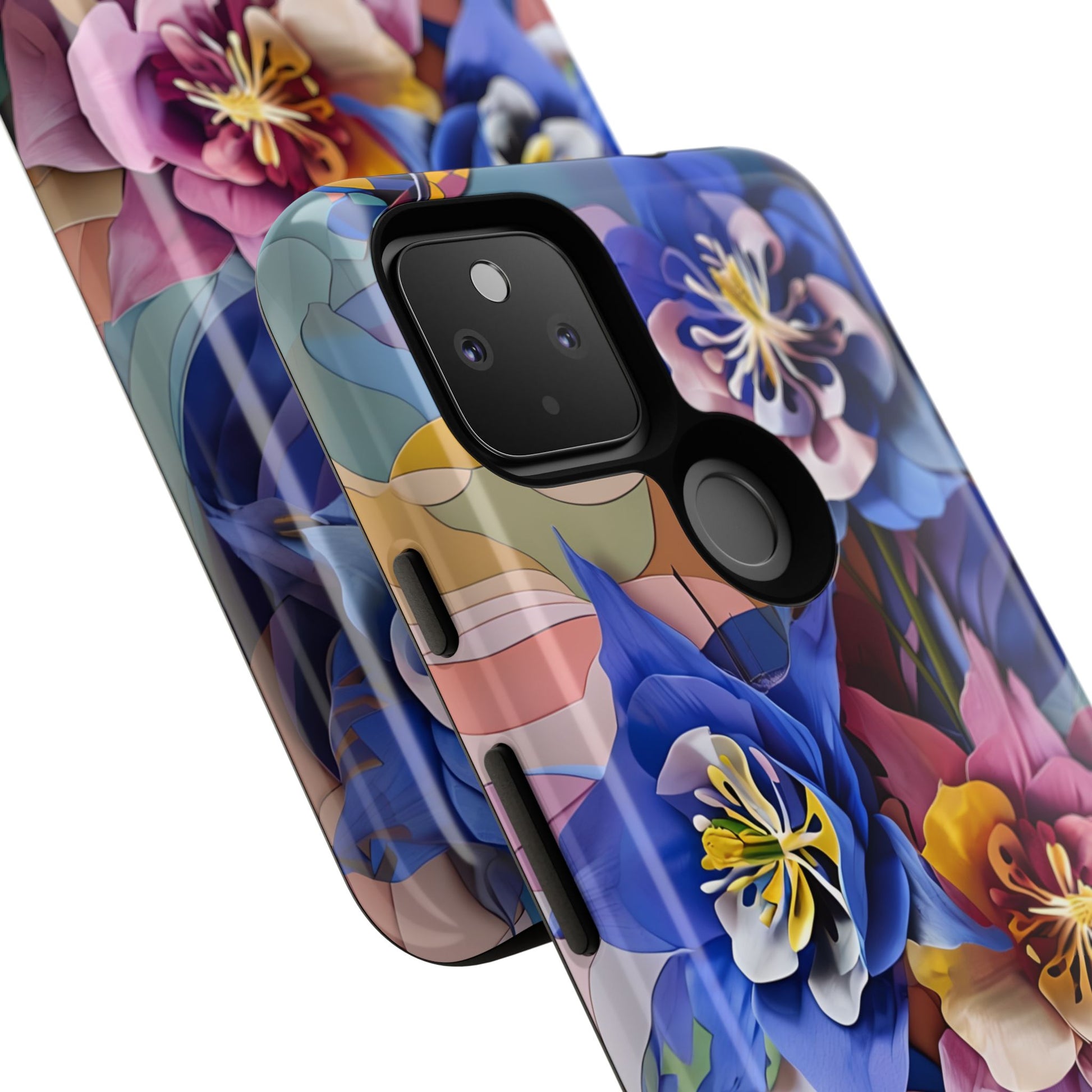 Blue Columbine Carnivale - Artistic Floral & Butterfly Google Pixel 4a 5G Tough Phone Case - Vibrant Botanical Design
