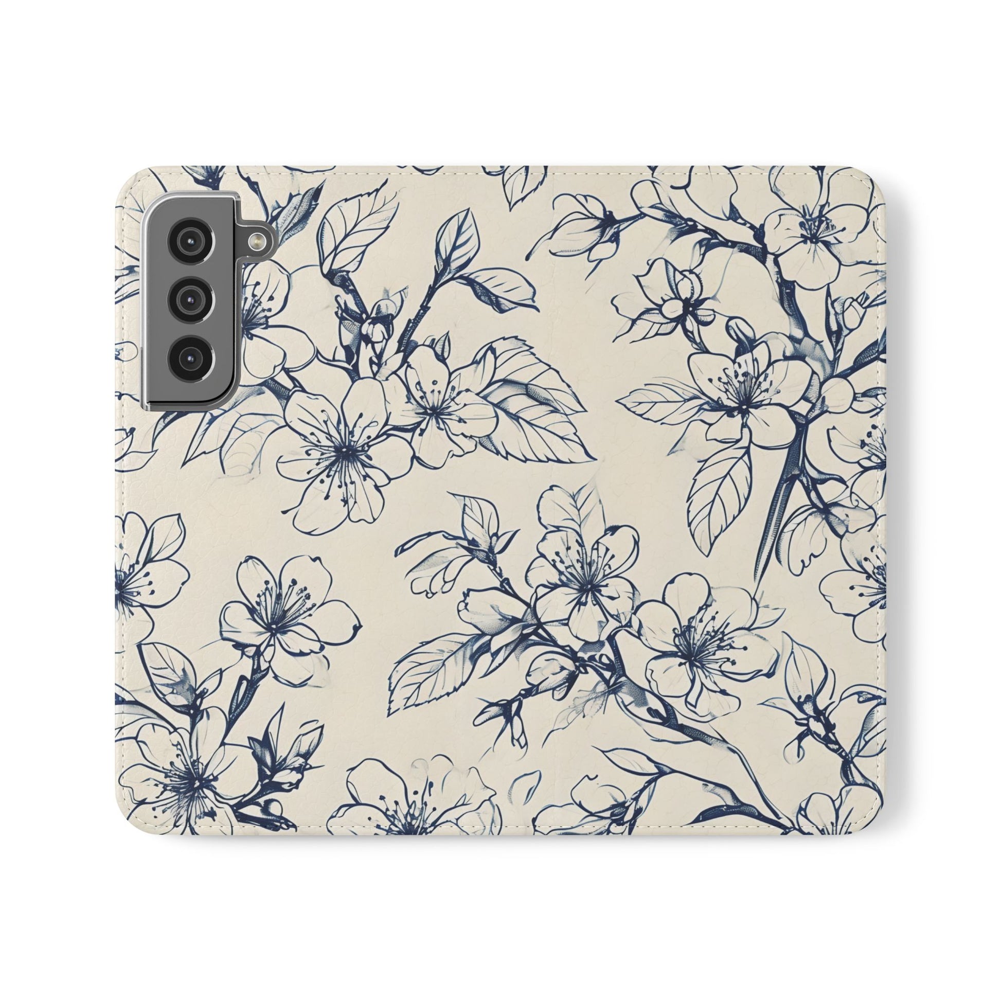 Blossom Sketch - Minimalist Floral Flip Phone Case for Samsung Galaxy S22