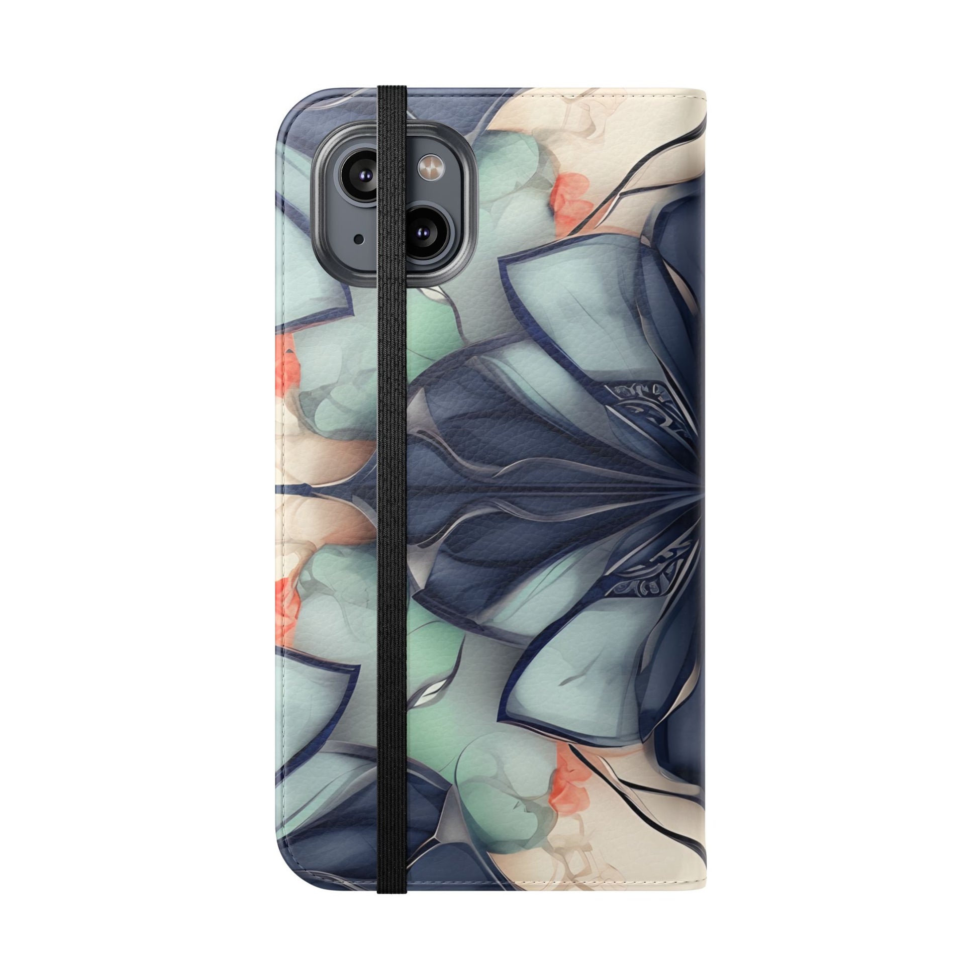 Midnight Mosaic - Abstract Floral Flip Phone Case for iPhone 14 Plus