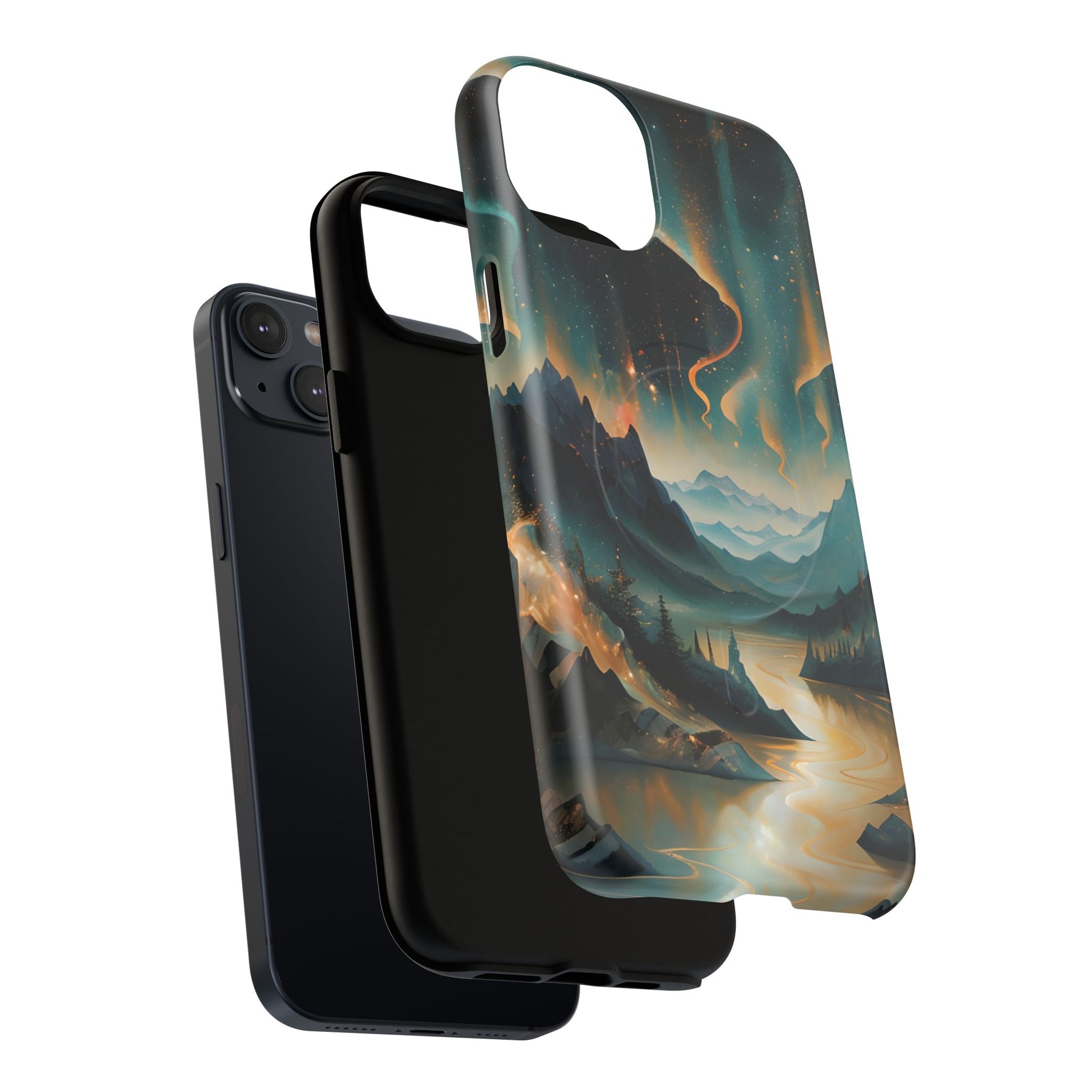 Aurora Dreamscape iPhone 14 Plus Case – Northern Lights Art, MagSafe Compatible, Tough Shockproof Cover