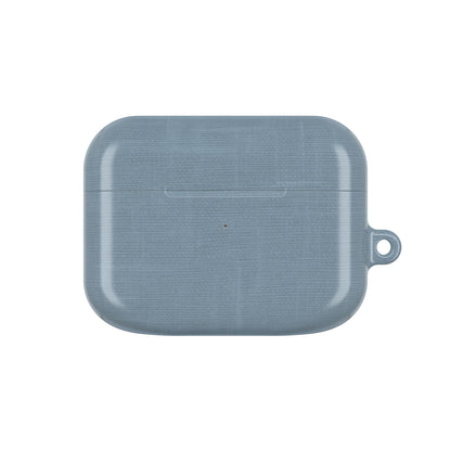 Blue Grey Linen AirPods Case - Minimalist Smooth Weave Texture Cover for Gen 1, 2, 3, Pro Gen 1 & 2