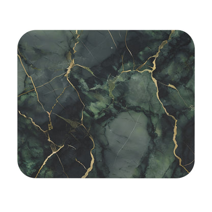 Verdant Vein mouse pad featuring deep green marble-inspired design with gold vein lines