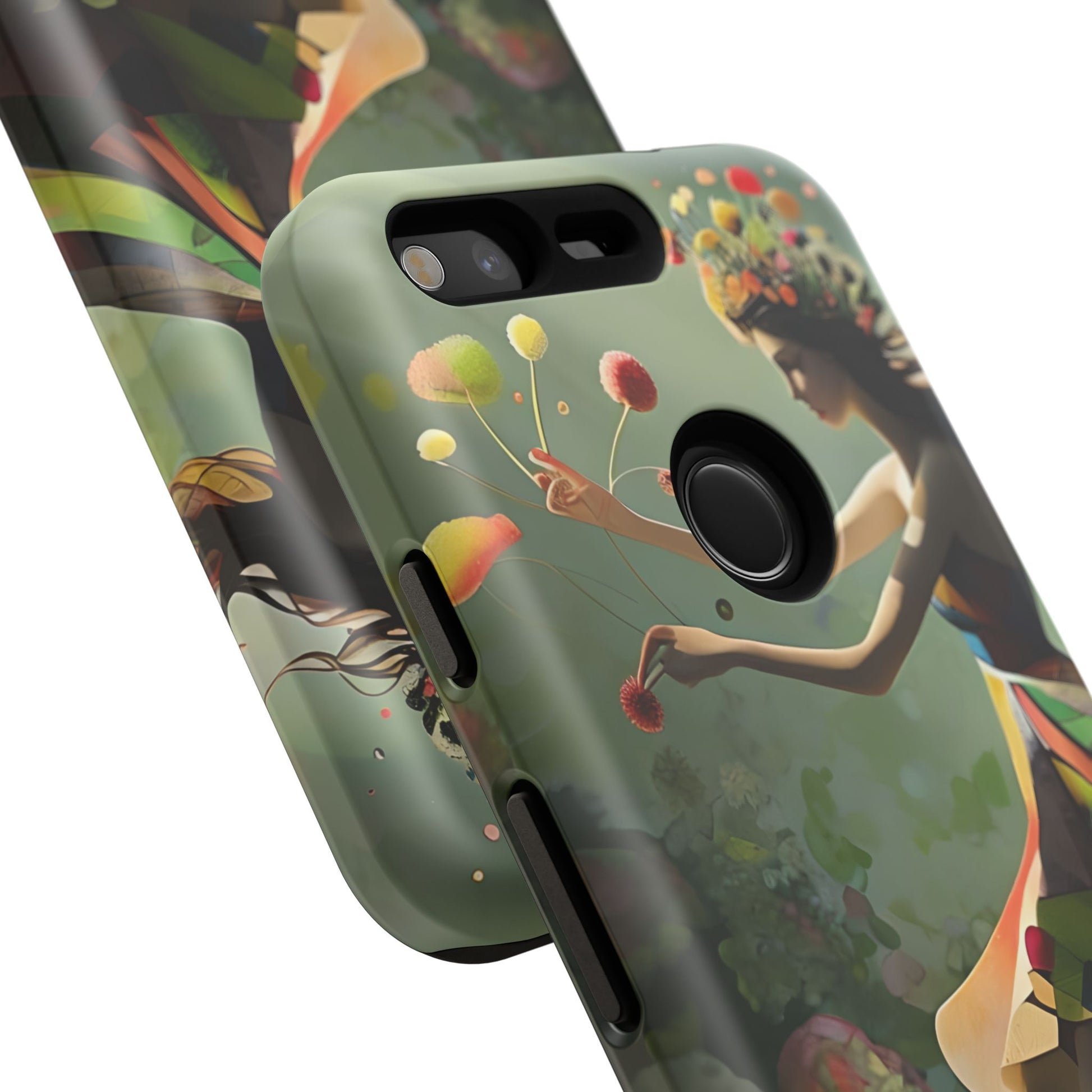Dancing Wildflower Muse Google Pixel Tough Case - Artistic Floral Fantasy Cover - Whimsical Nature-Inspired Protective Accessory