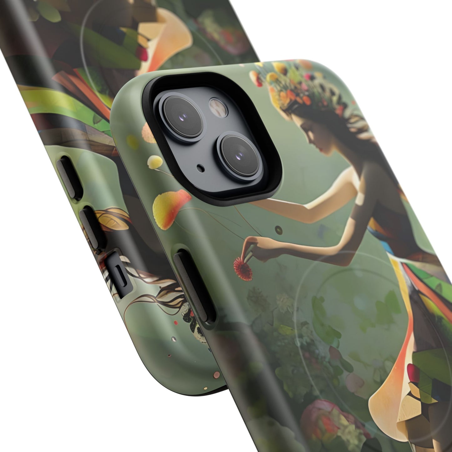 Dancing Wildflower Muse iPhone - Artistic Floral Fantasy Cover - MagSafe Compatible - Whimsical Nature-Inspired Protective Accessory