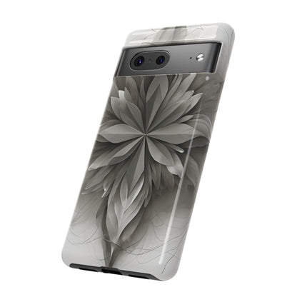 Silver Lotus - Elegant Monochrome Floral Google Pixel Tough Phone Case - Modern Lotus Design