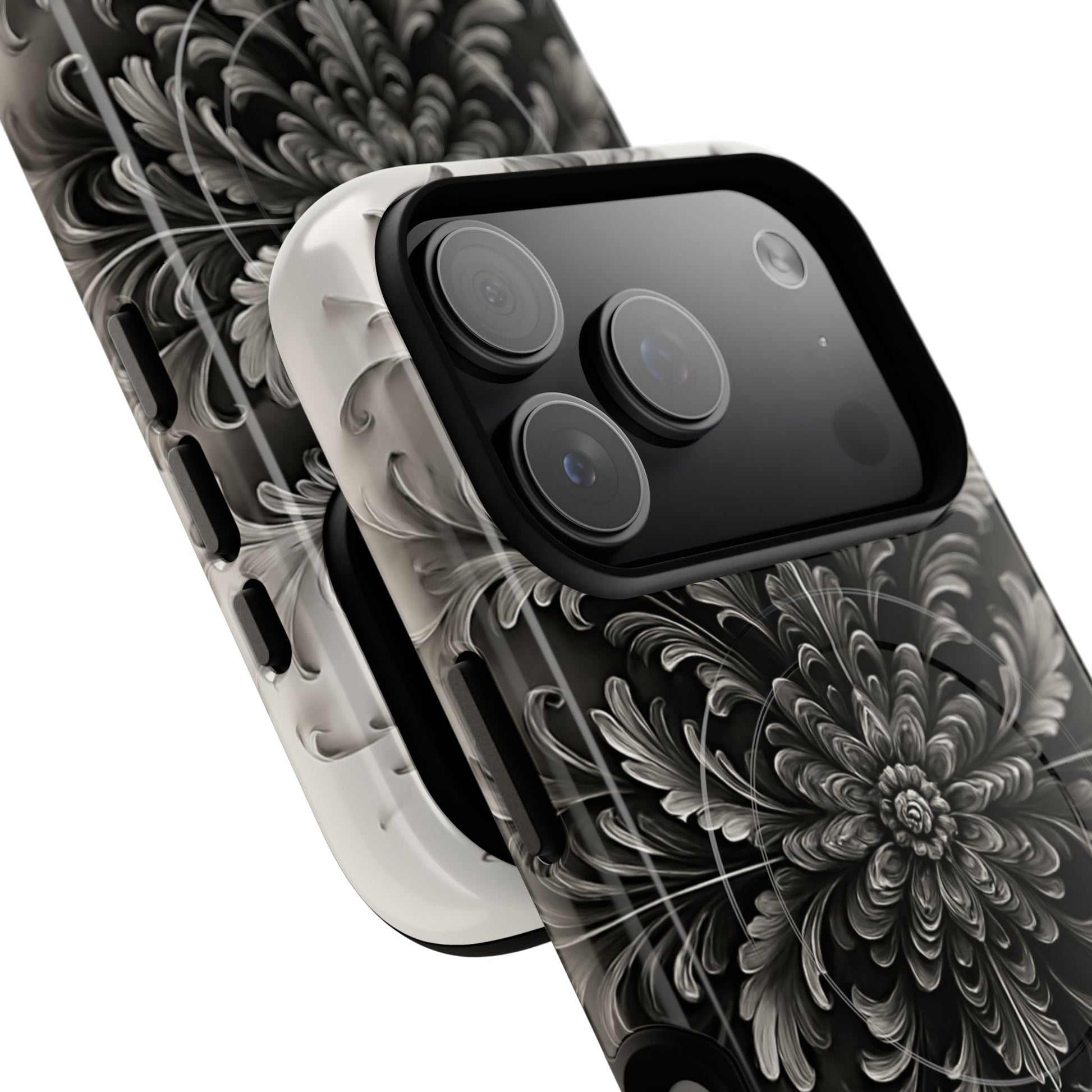 Obsidian Bloom iPhone MagSafe case with large camera cutout for Pro models
