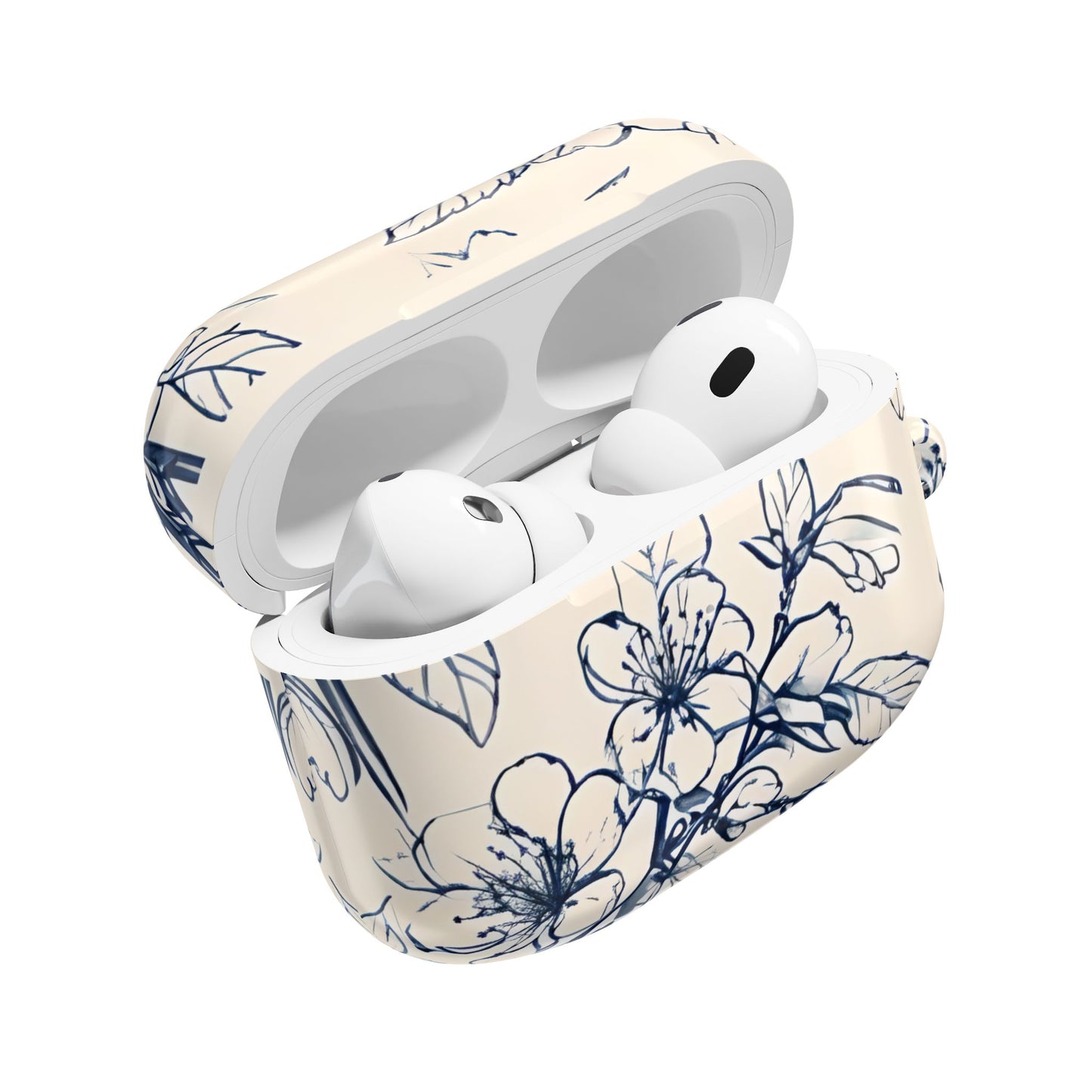 Blossom Sketch AirPod Case - Elegant Floral Earbud Cover for Gen 1, 2, 3, Pro Gen 1 & 2 - Chic Blue Botanical Gift for Her