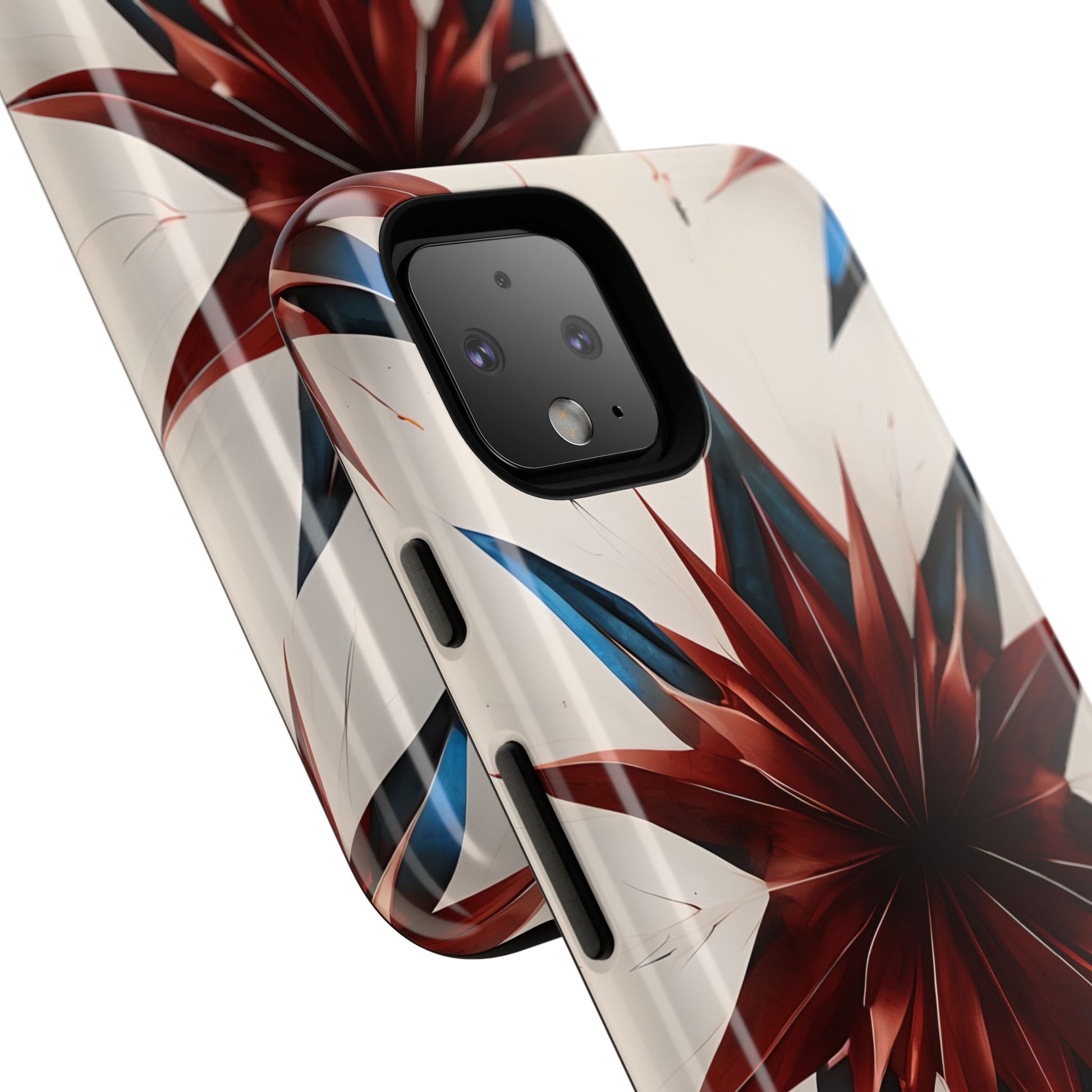 Garnet Starburst - Kaleidoscope Collection Gemstone Floral - Google Pixel 4 Tough Phone Case - Floral Burst Design