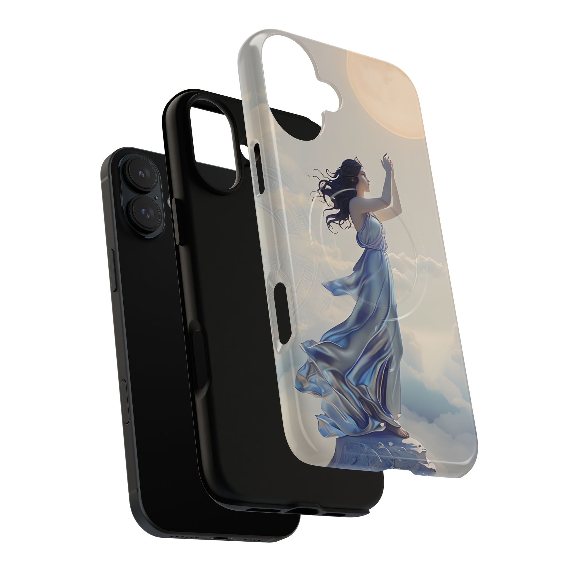 Moonlit Ascend - Ethereal Celestial Art iPhone 16 Plus MagSafe Phone Case -Dreamy Night Sky & Floating Woman Design