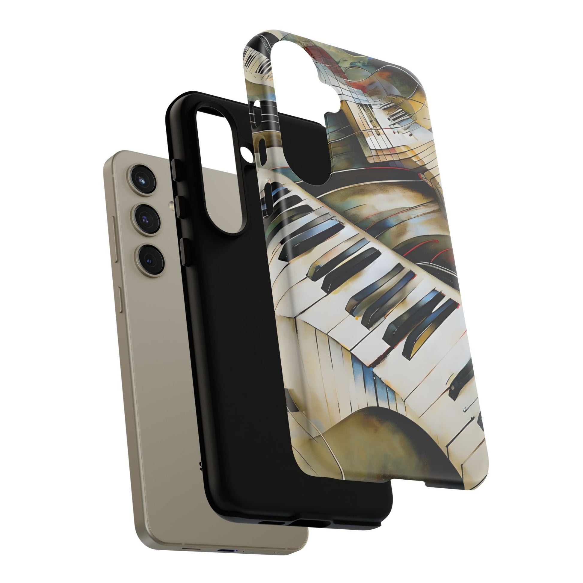 Ivory Cascade Abstract Keyboard Music Tough Case for Samsung Galaxy S24 Plus - Shockproof Phone Cover